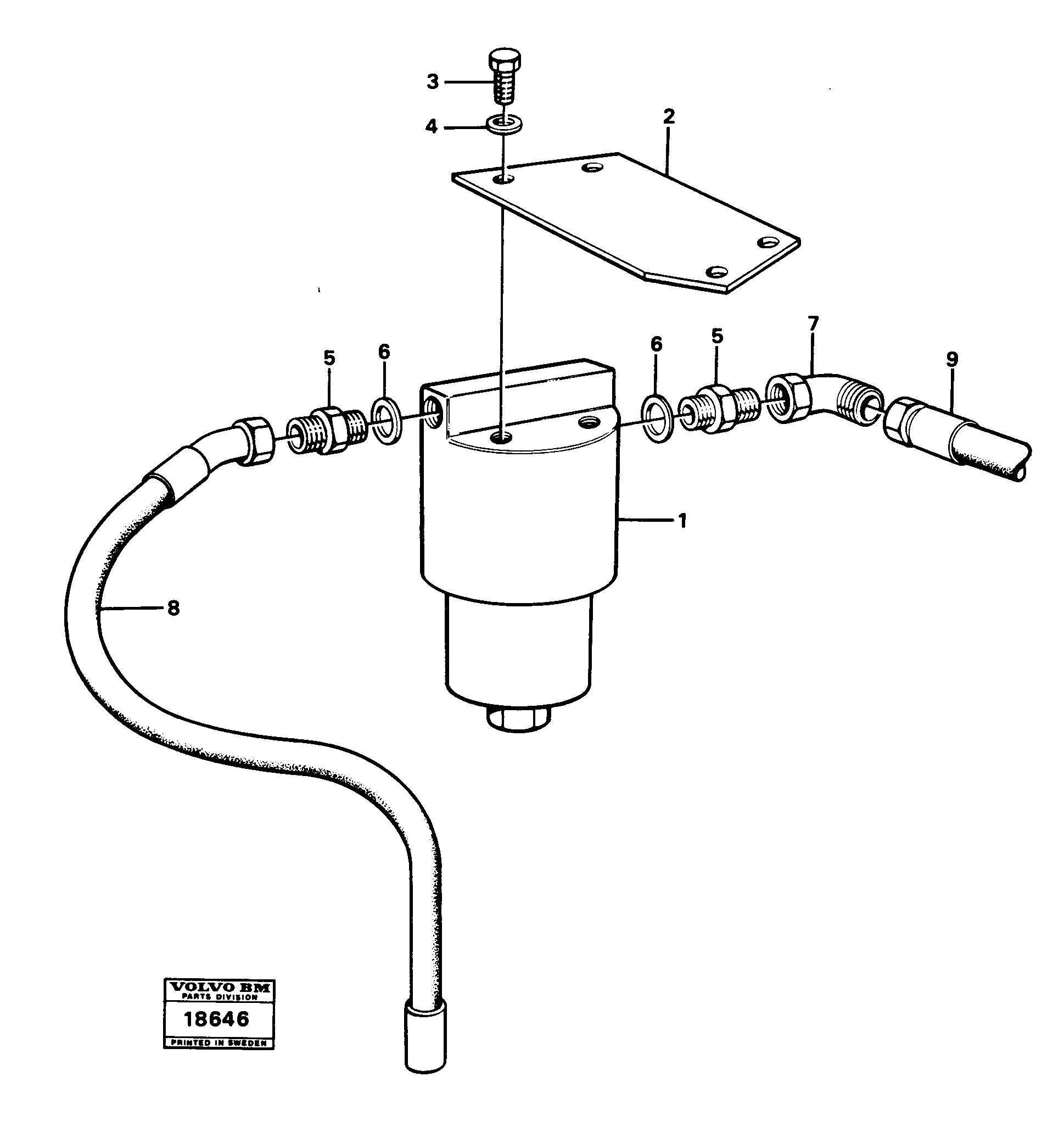 Схема запчастей Volvo L30 - 21957 Filter with fitting parts L30 L30