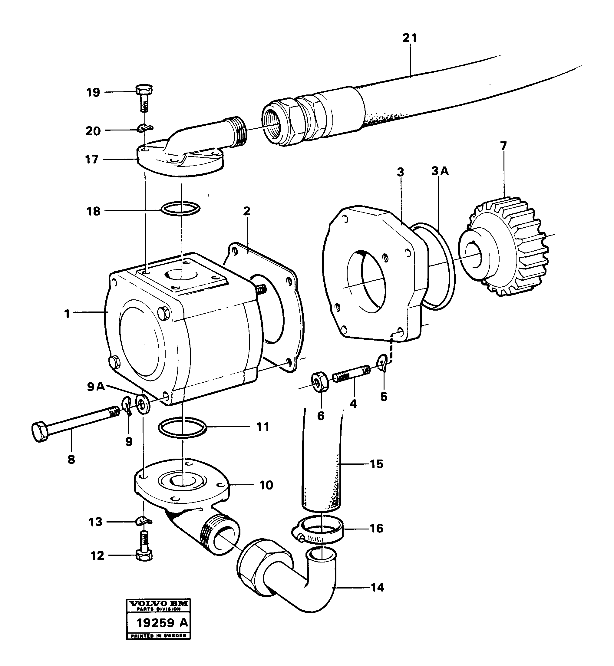 Схема запчастей Volvo L30 - 44910 Pump with fitting parts L30 L30