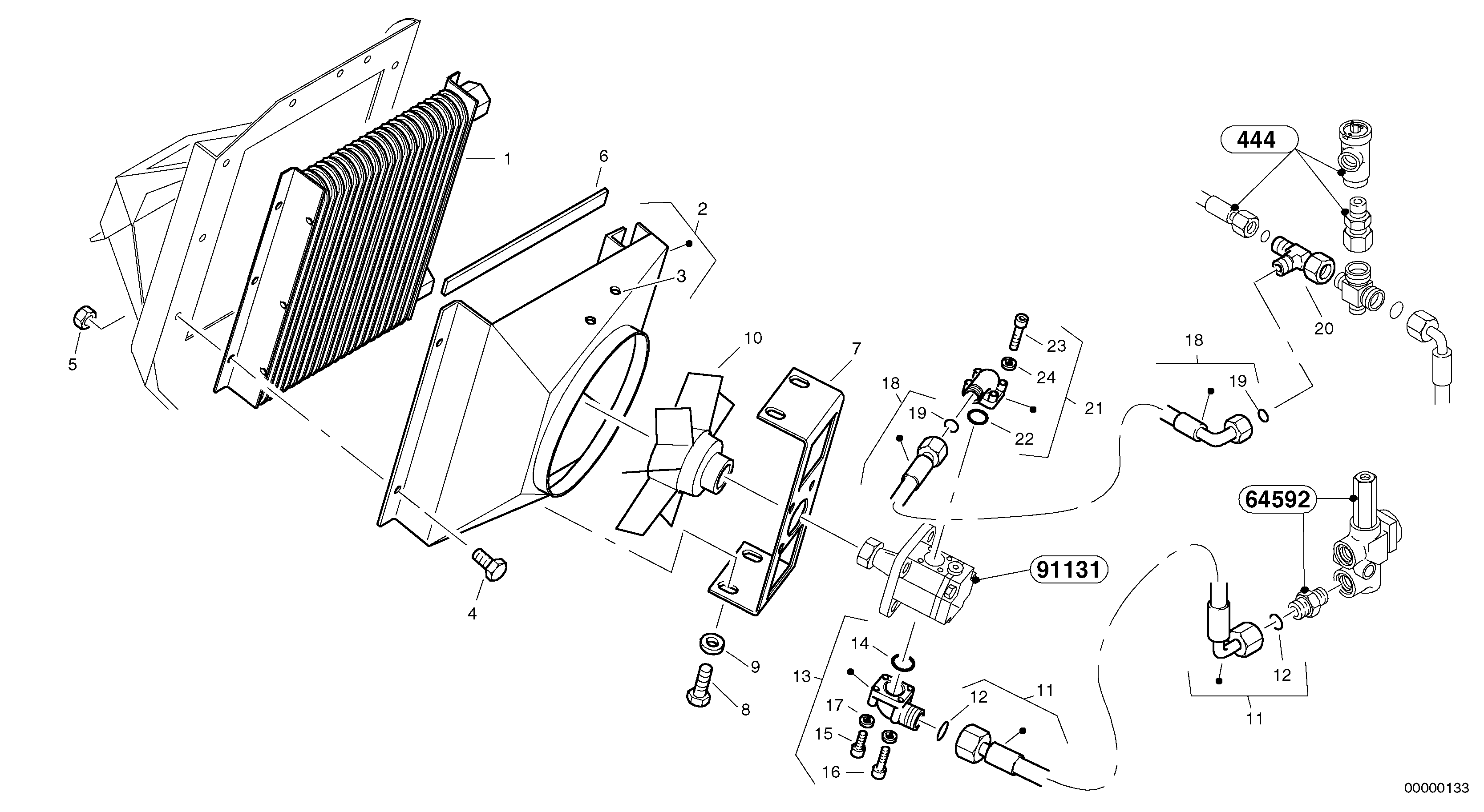 Схема запчастей Volvo L30 - 39739 Radiateur - Installation L30 TYPE 180, 181 SER NO - 2200