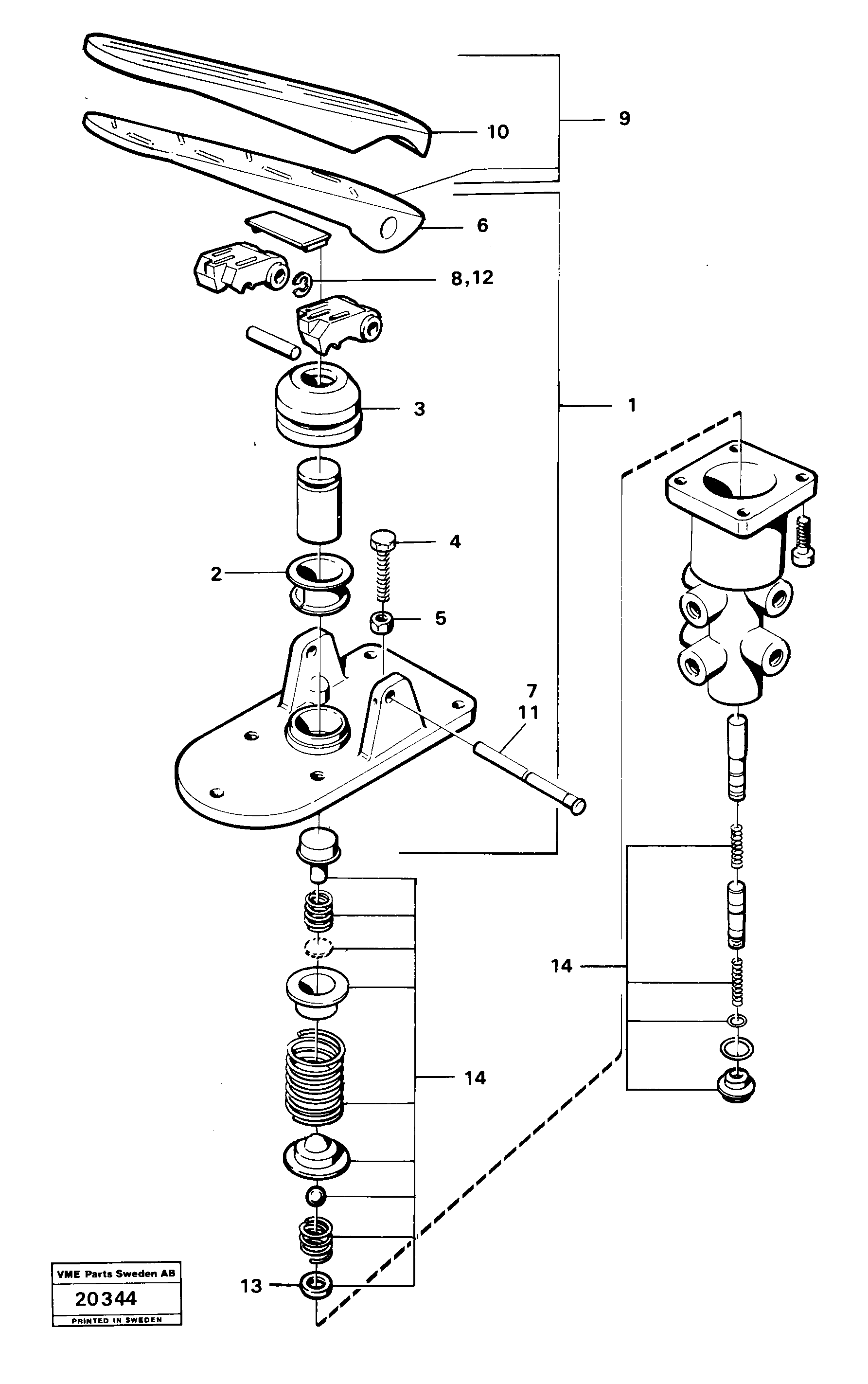 Схема запчастей Volvo L30 - 4970 Footbrake valve L30 L30
