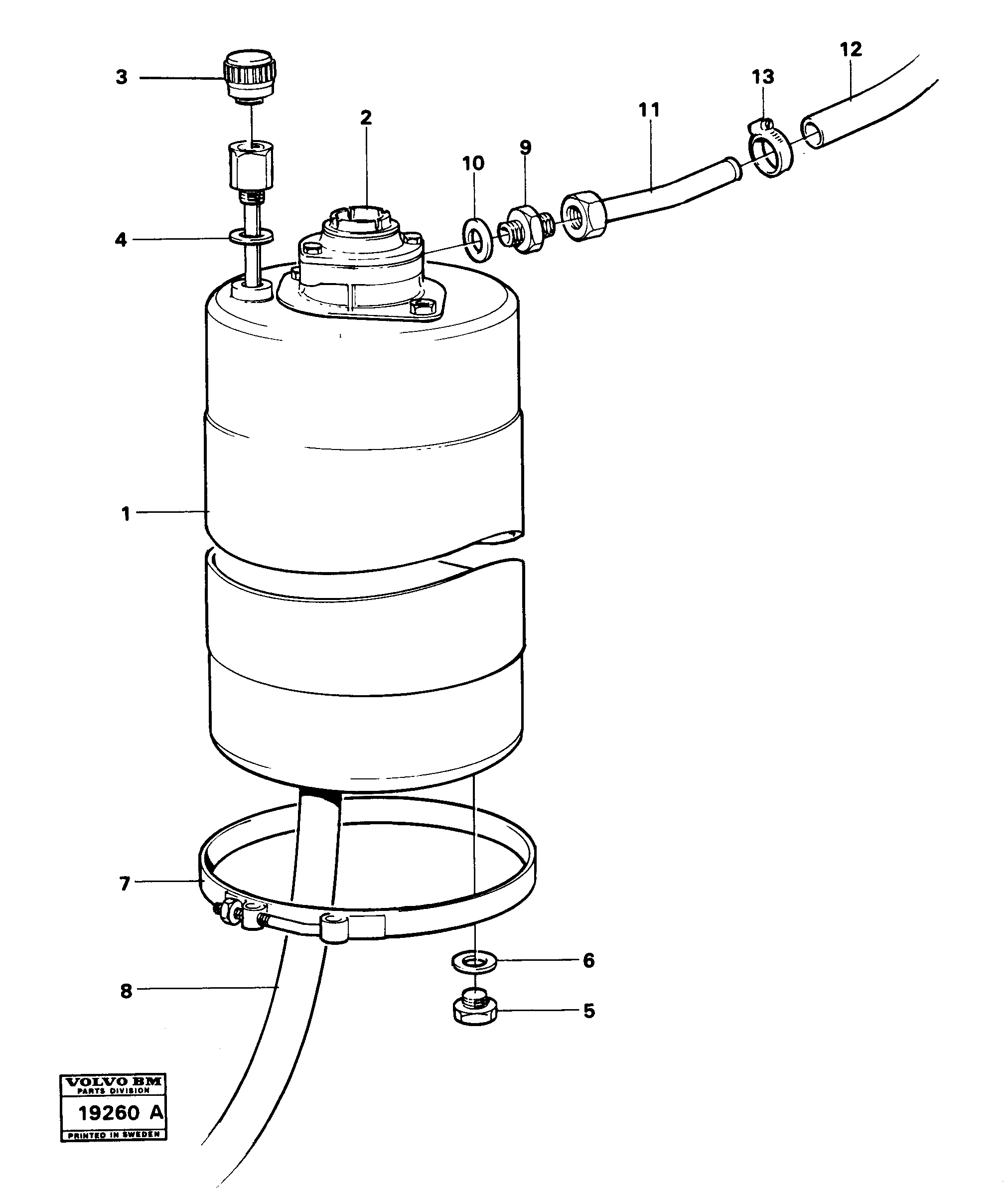 Схема запчастей Volvo L30 - 81606 Tank with fitting parts L30 L30