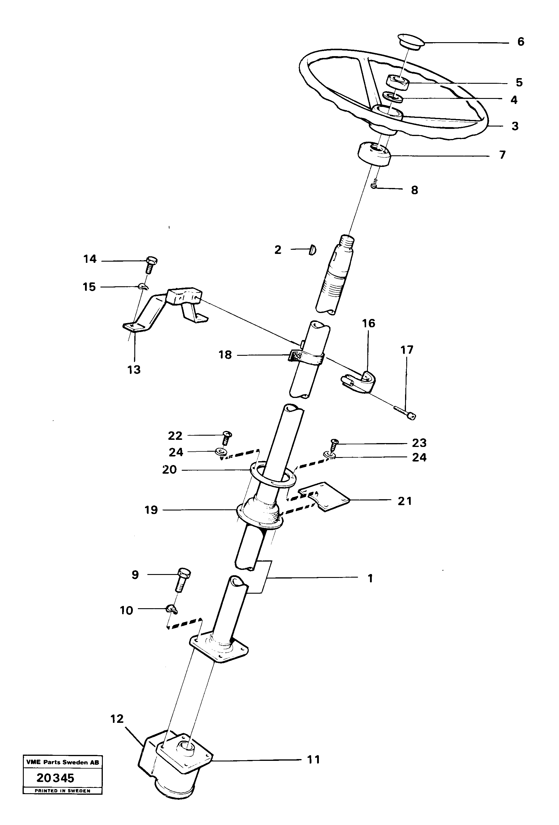 Схема запчастей Volvo L30 - 4977 Steering column with fitting parts L30 L30