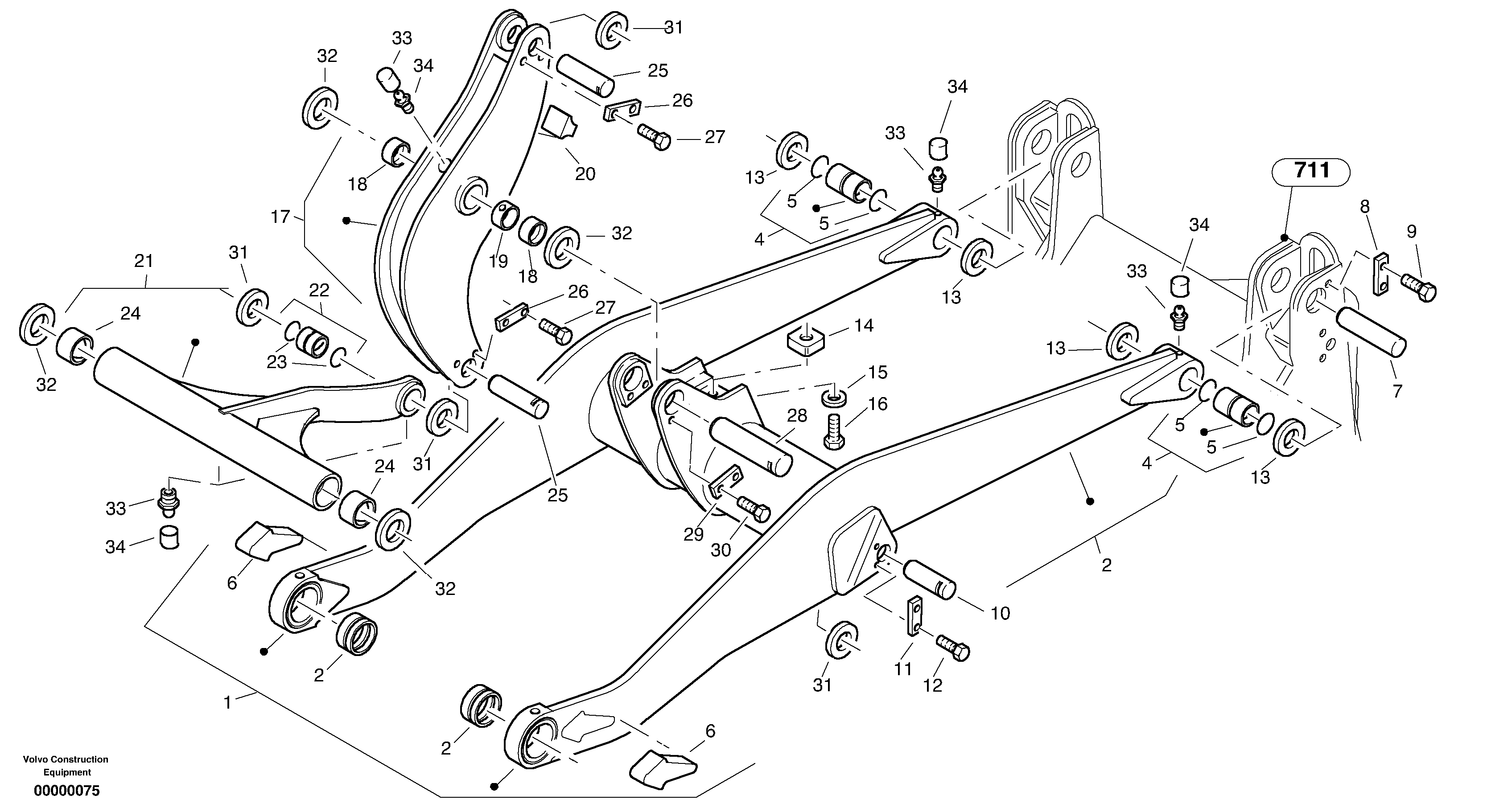 Схема запчастей Volvo L30 - 22950 Lift frame L30 TYPE 180, 181 SER NO - 2200