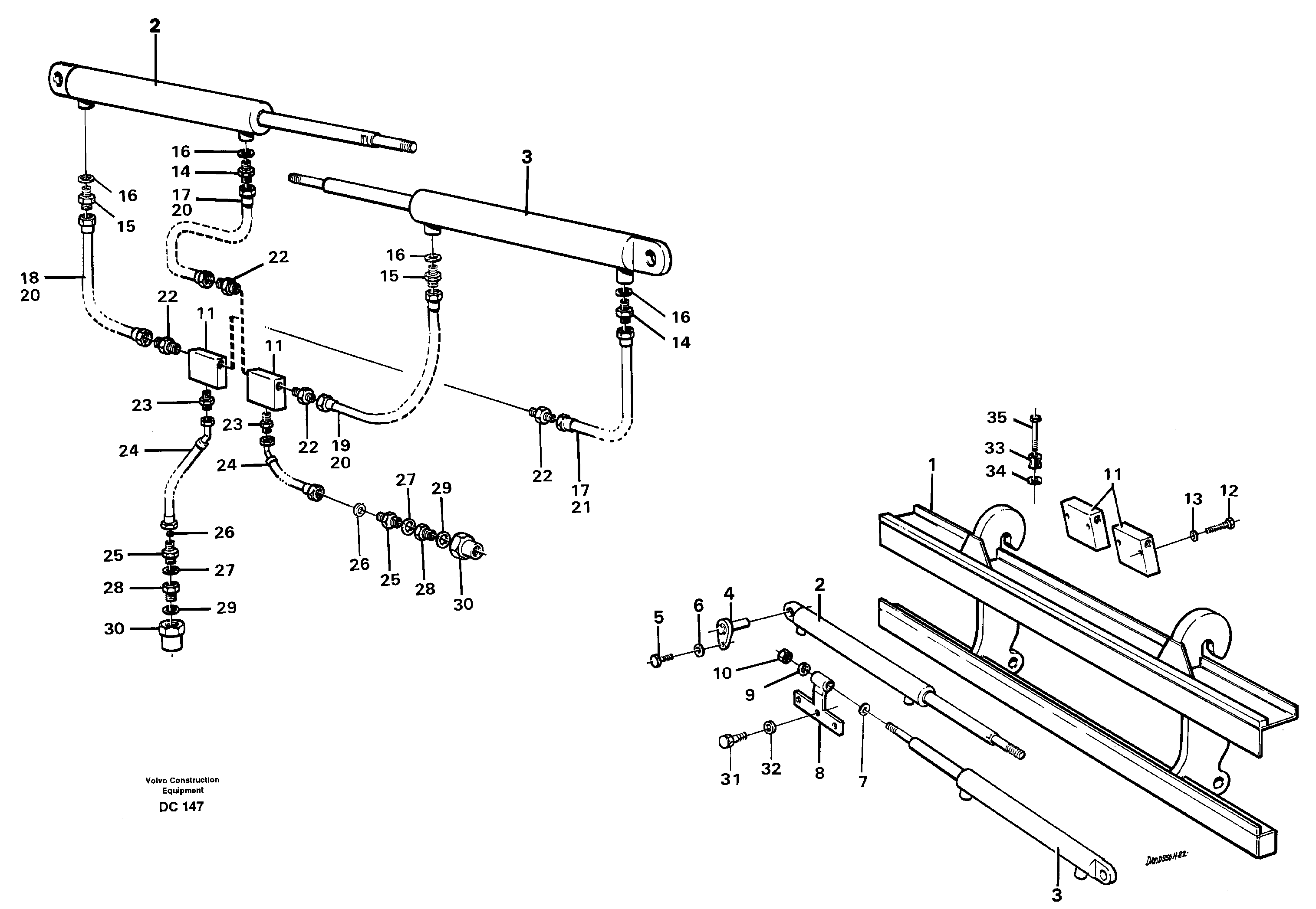 Схема запчастей Volvo L30 - 53553 Fork spreader ATTACHMENTS ATTACHMENTS WHEEL LOADERS GEN. - C