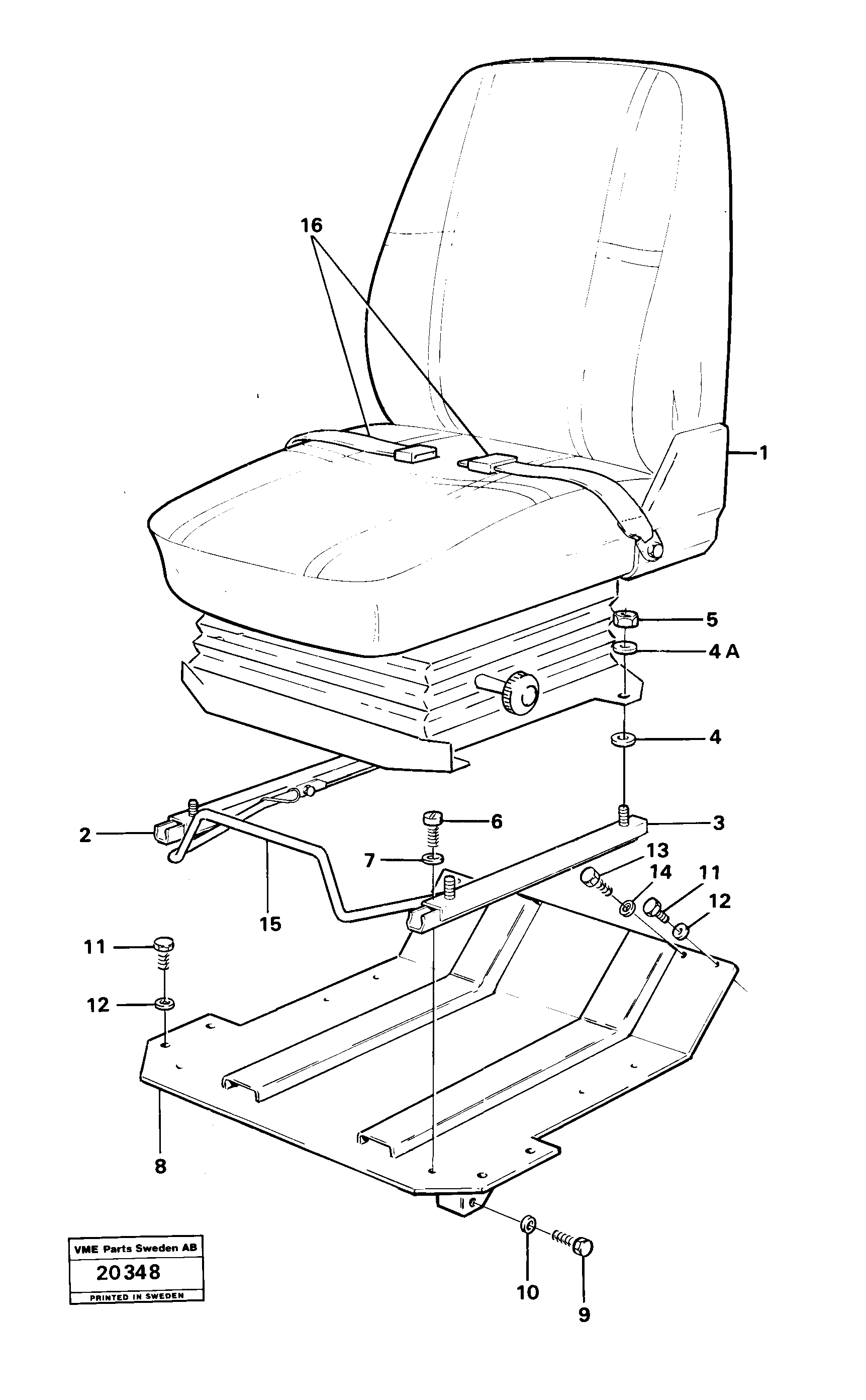 Схема запчастей Volvo L30 - 37236 Operator seat with fitting parts L30 L30