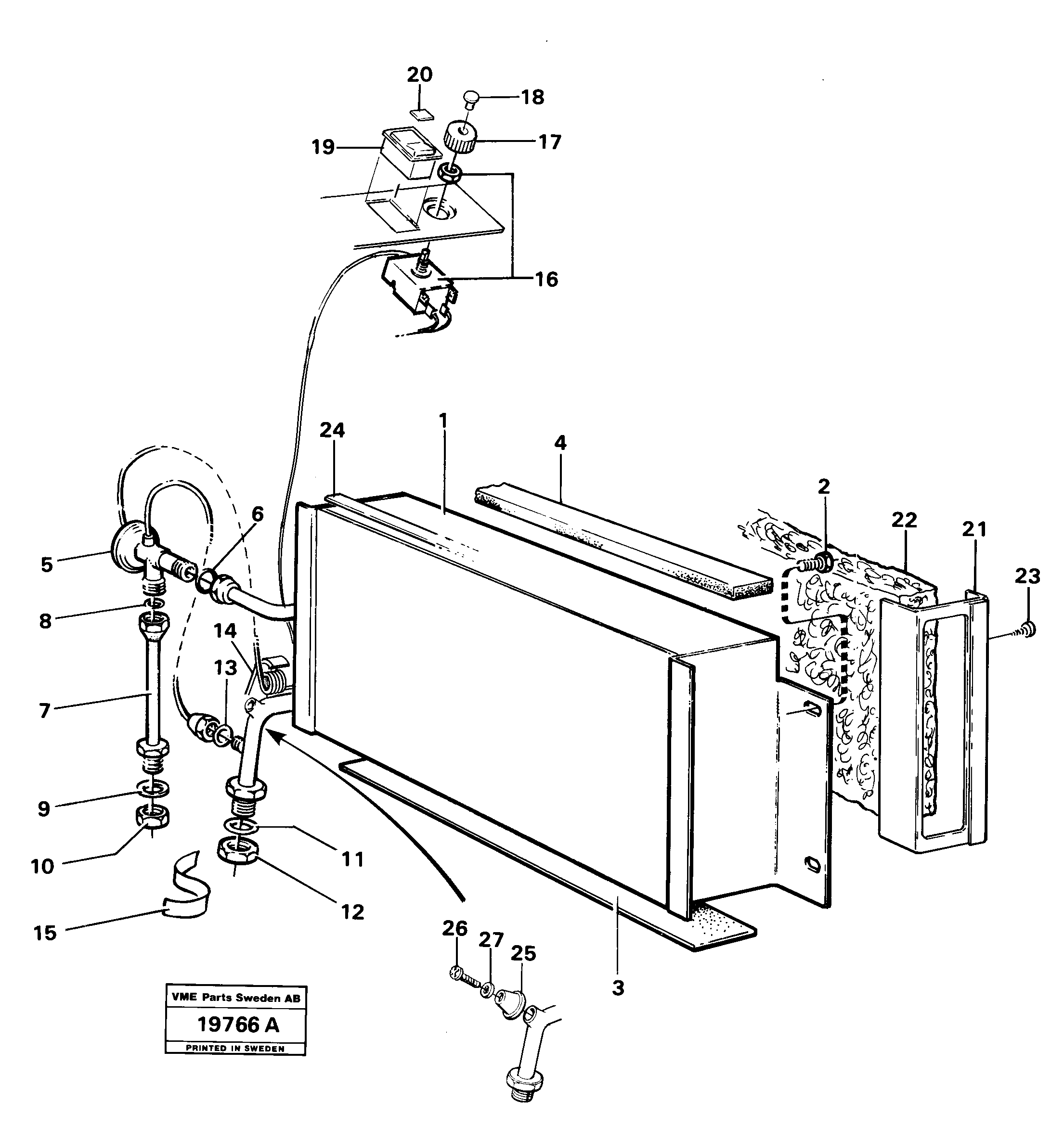Схема запчастей Volvo L30 - 37497 Evaporator with fitting parts L30 L30