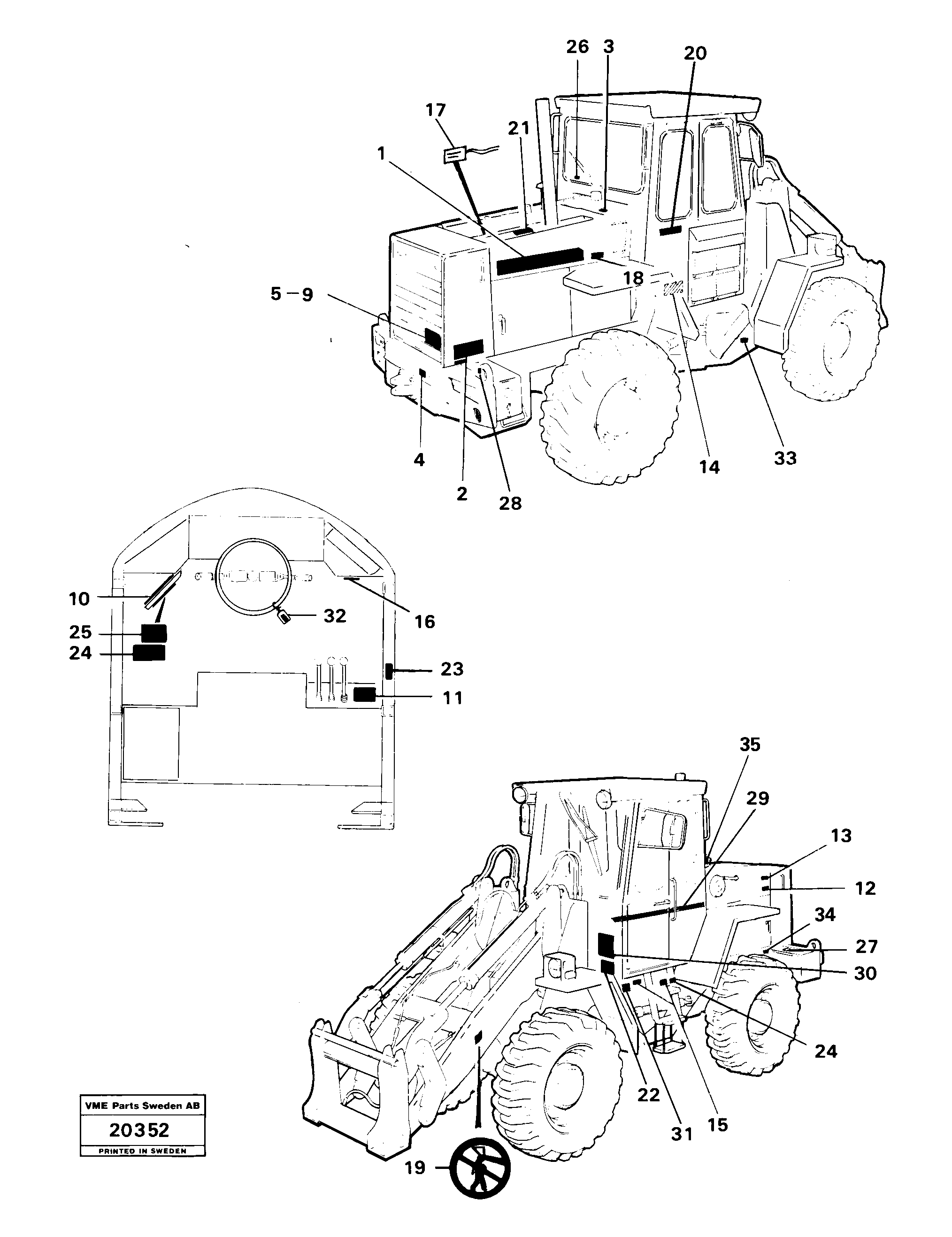 Схема запчастей Volvo L30 - 65968 Sign plates and transfersusa L30 L30