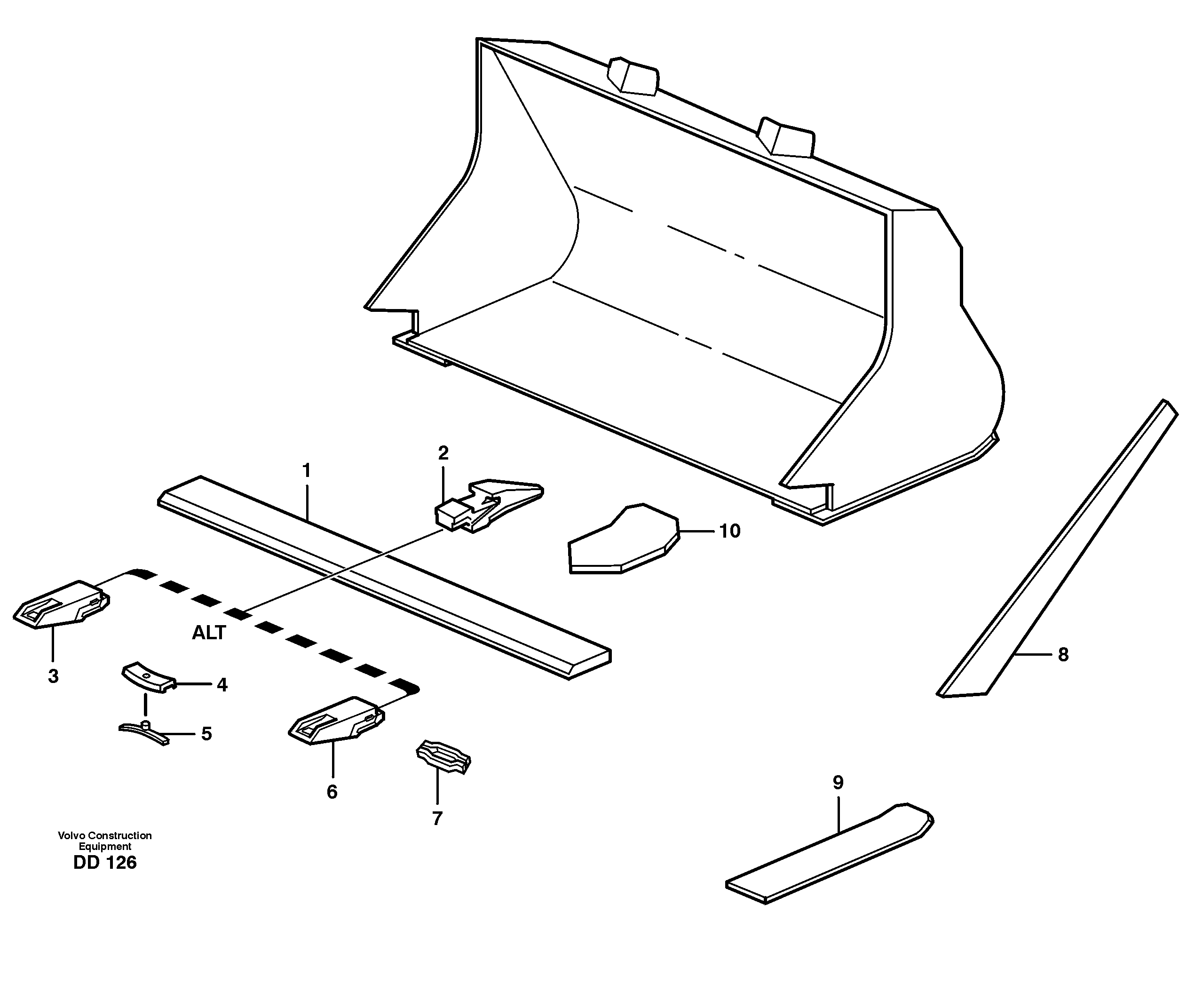 Схема запчастей Volvo L30 - 16904 Bucket, straight with teeth ATTACHMENTS ATTACHMENTS WHEEL LOADERS GEN. - C