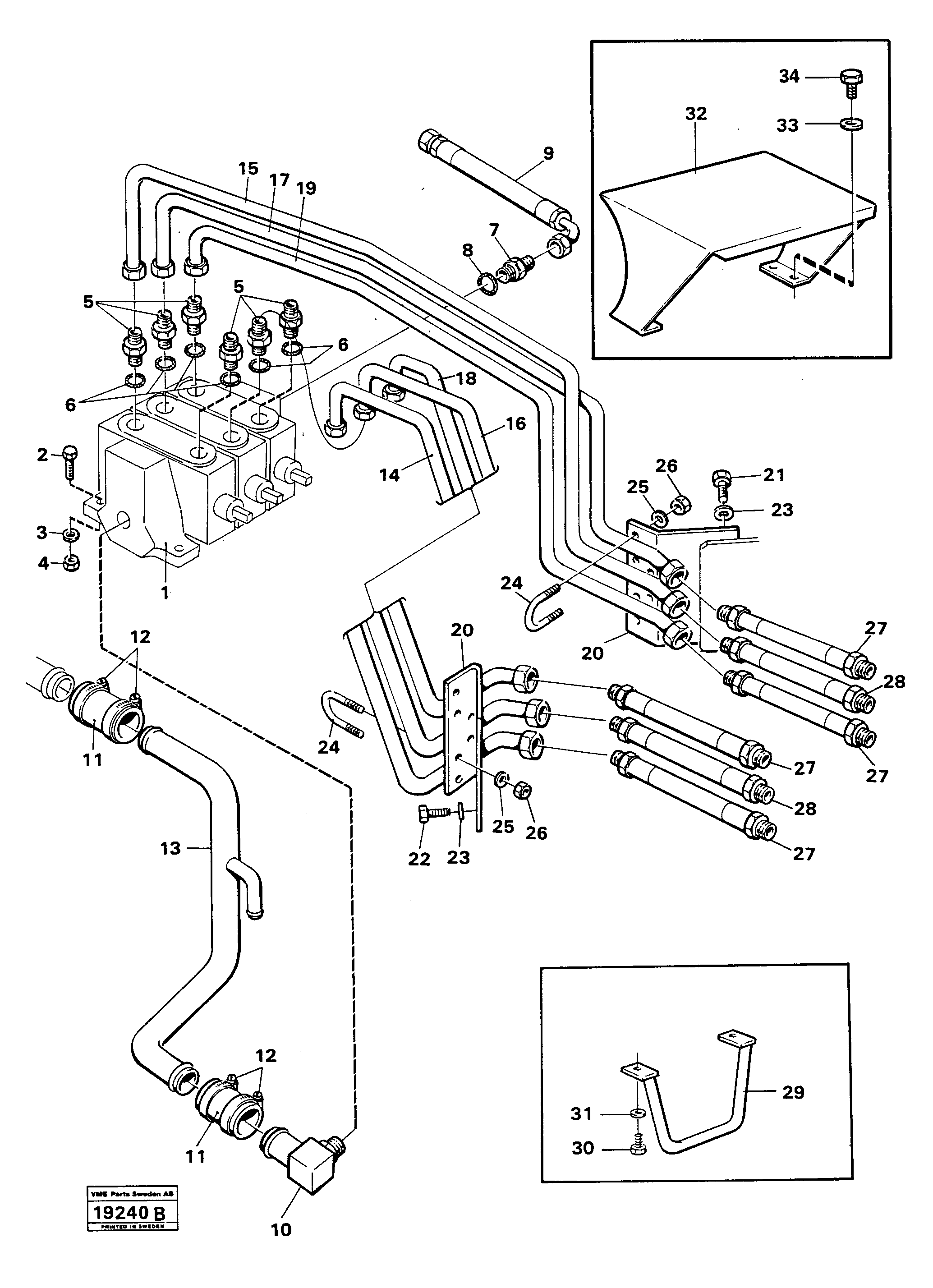 Схема запчастей Volvo L30 - 37238 Hydraulic system, rear L30 L30