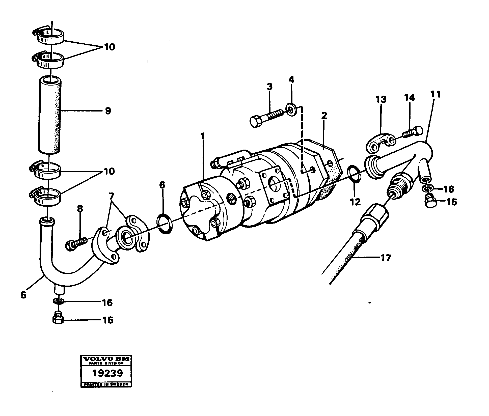Схема запчастей Volvo L30 - 46981 Feed lines L30 L30
