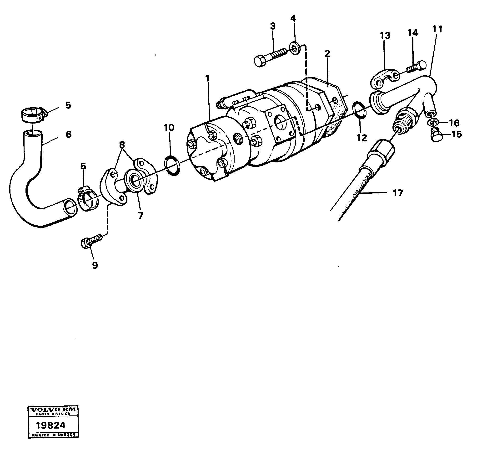 Схема запчастей Volvo L30 - 46982 Feed lines L30 L30