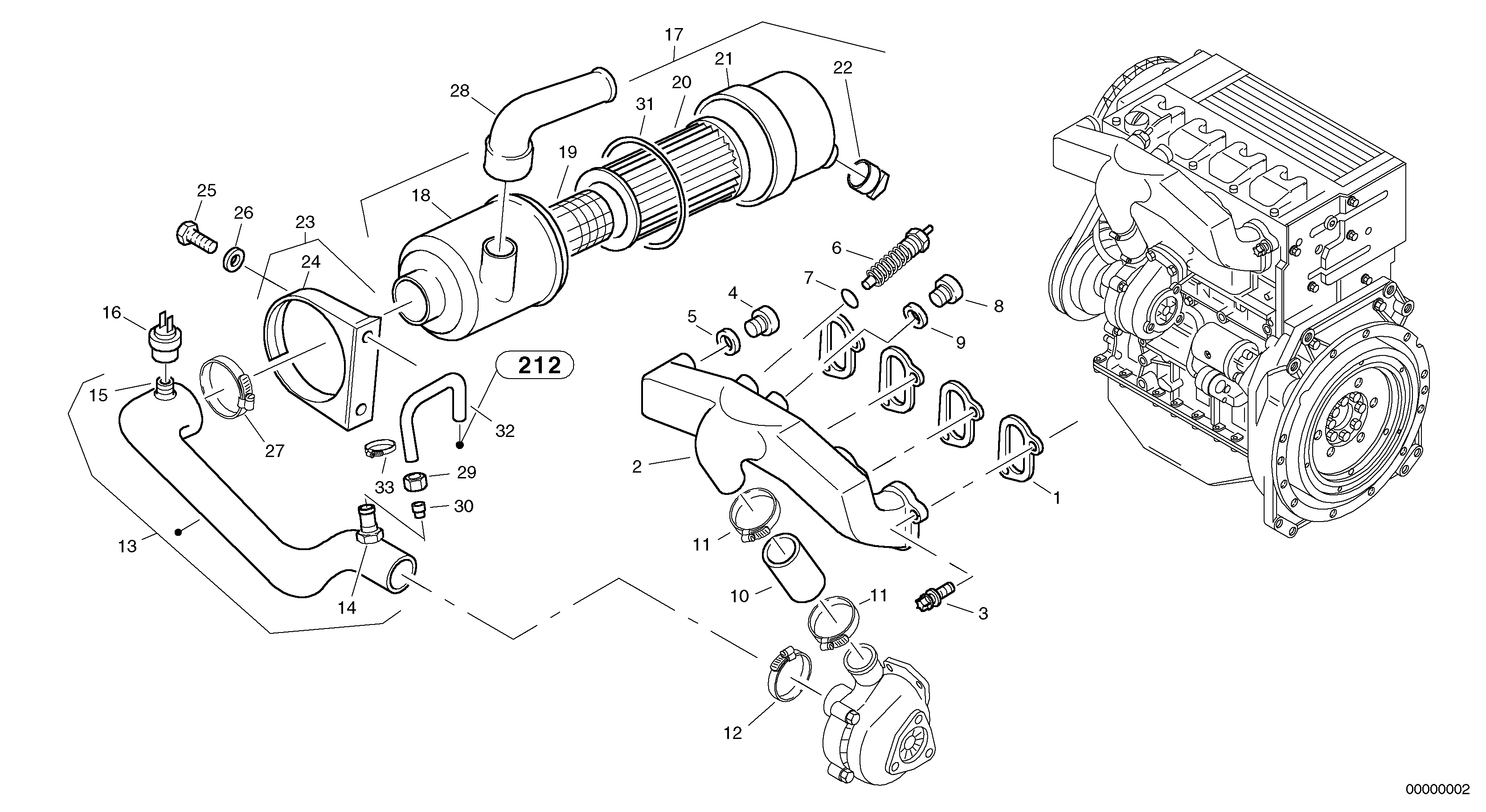 Схема запчастей Volvo L30 - 86236 Suction system, filter L30 TYPE 180, 181 SER NO - 2200