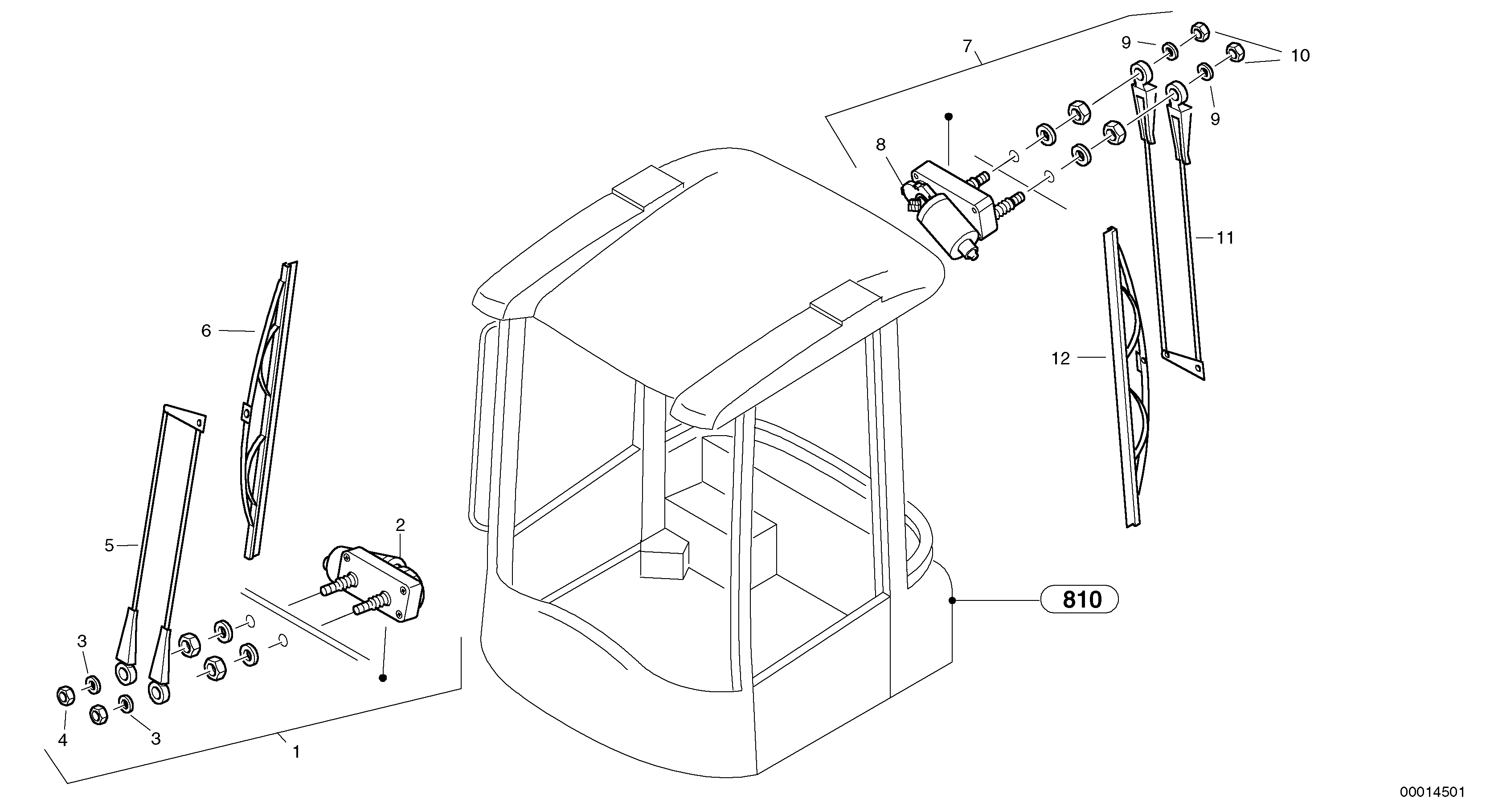 Схема запчастей Volvo L30 - 53829 Wiper installation L30 TYPE 180, 181 SER NO - 2200