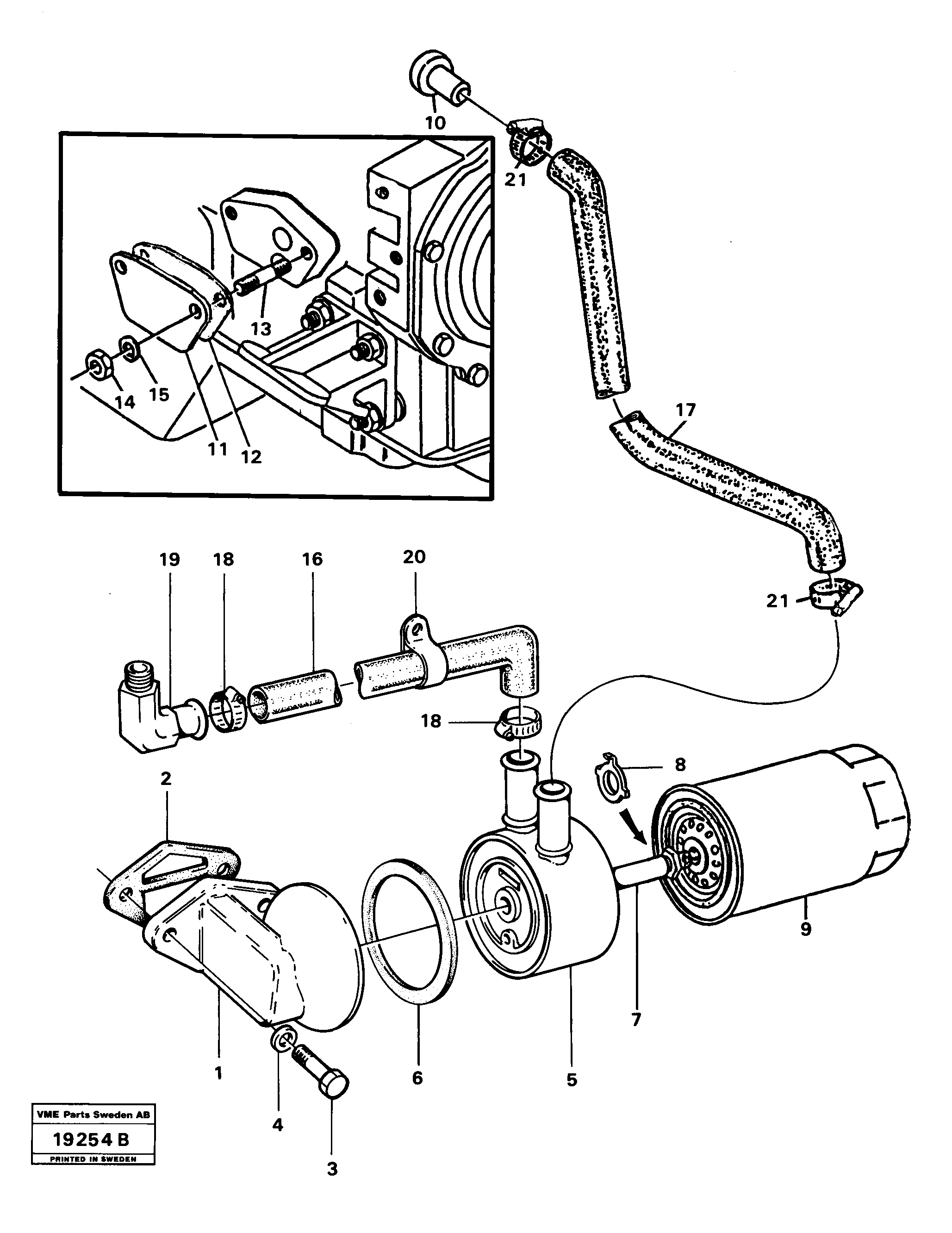 Схема запчастей Volvo L30 - 74858 Oilfilter and oil cooler L30 L30