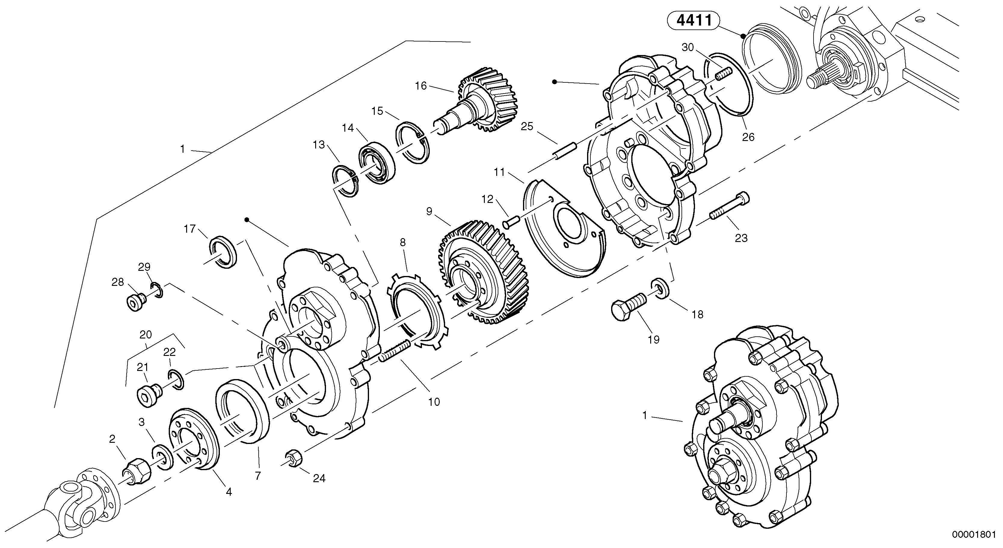 Схема запчастей Volvo L30 - 16738 Gearbox assy L30 TYPE 180, 181 SER NO - 2200