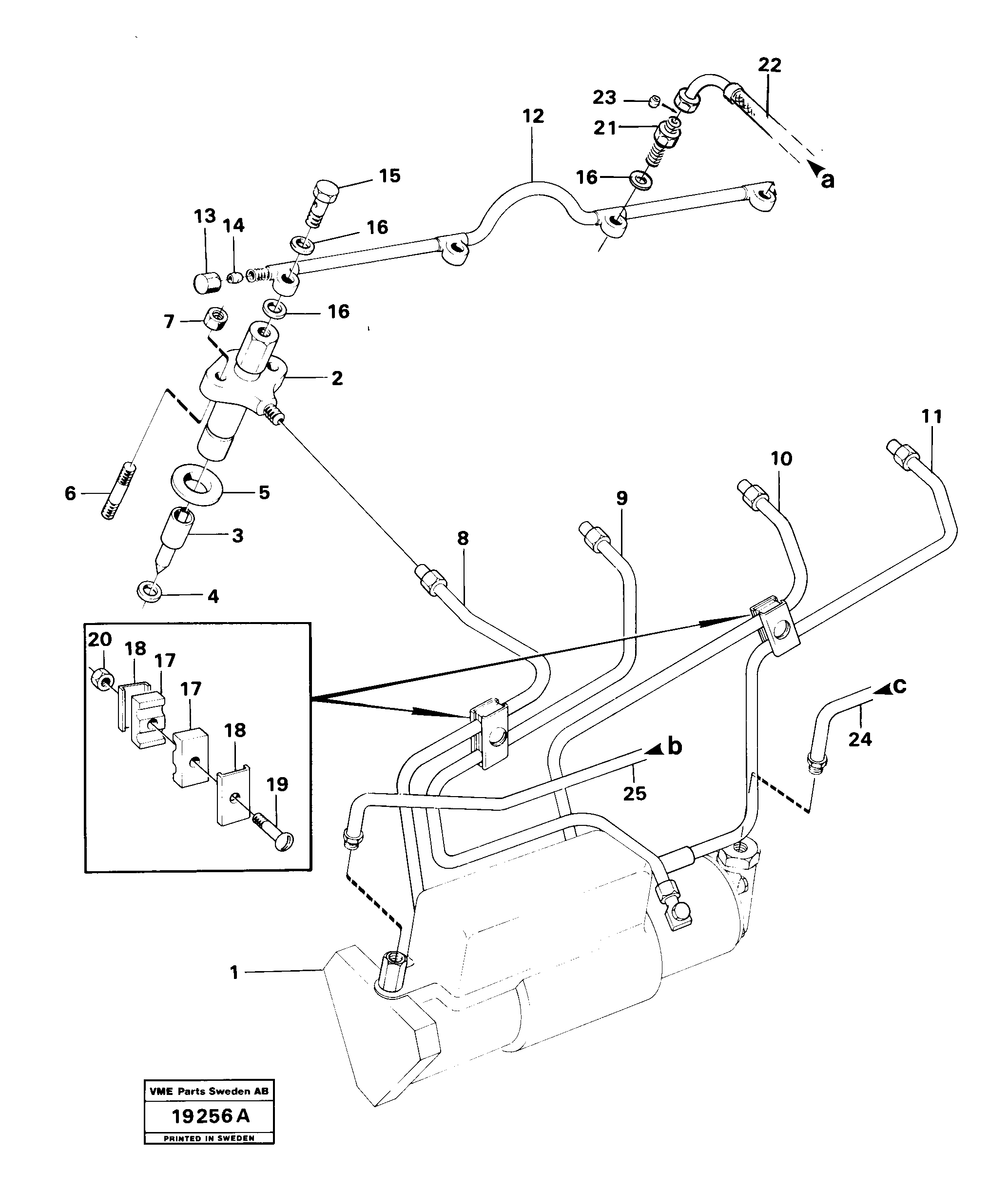 Схема запчастей Volvo L30 - 4373 Fuel lines, injectors L30 L30