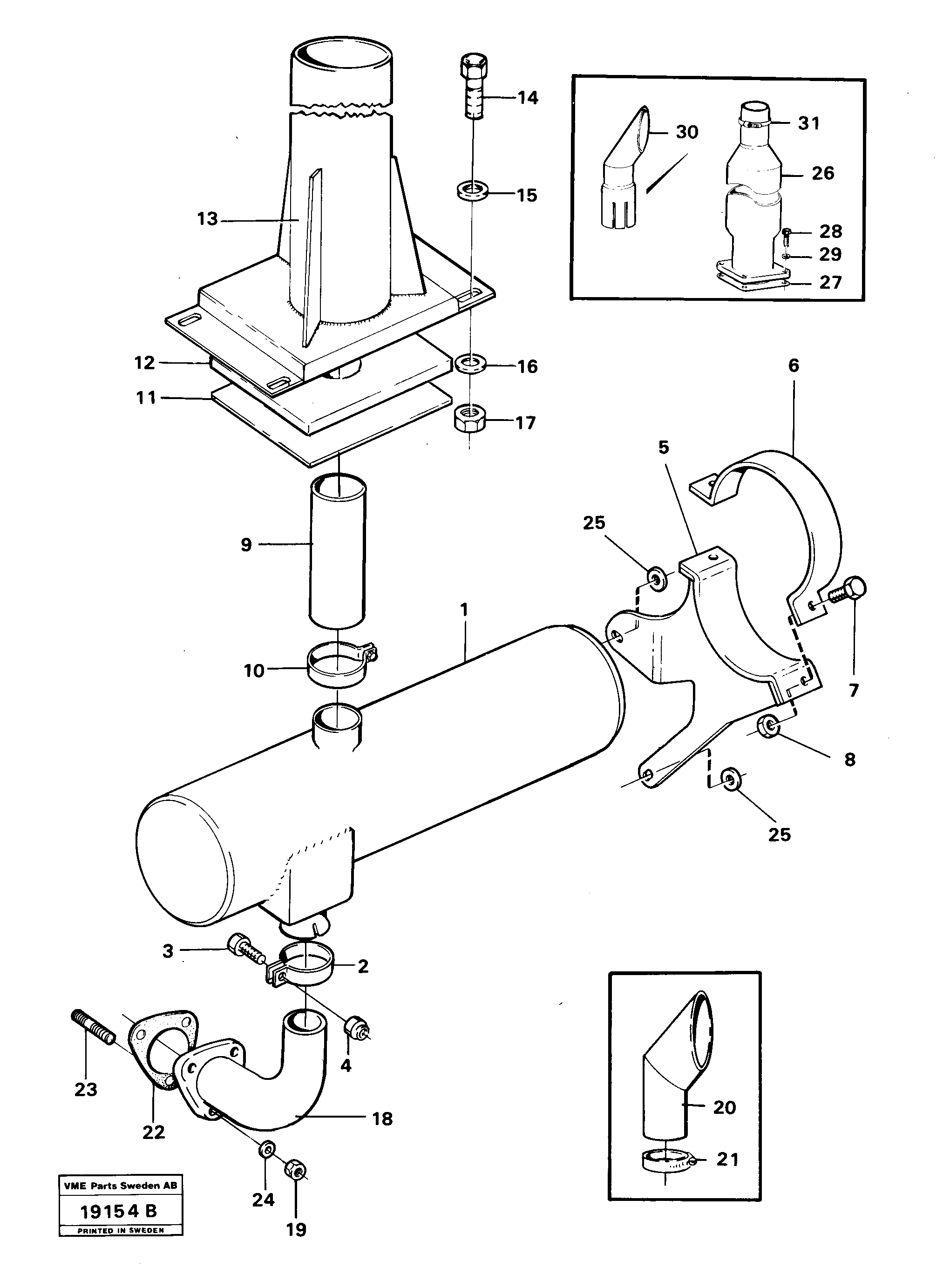 Схема запчастей Volvo L30 - 25773 Выхлопная система L30 L30