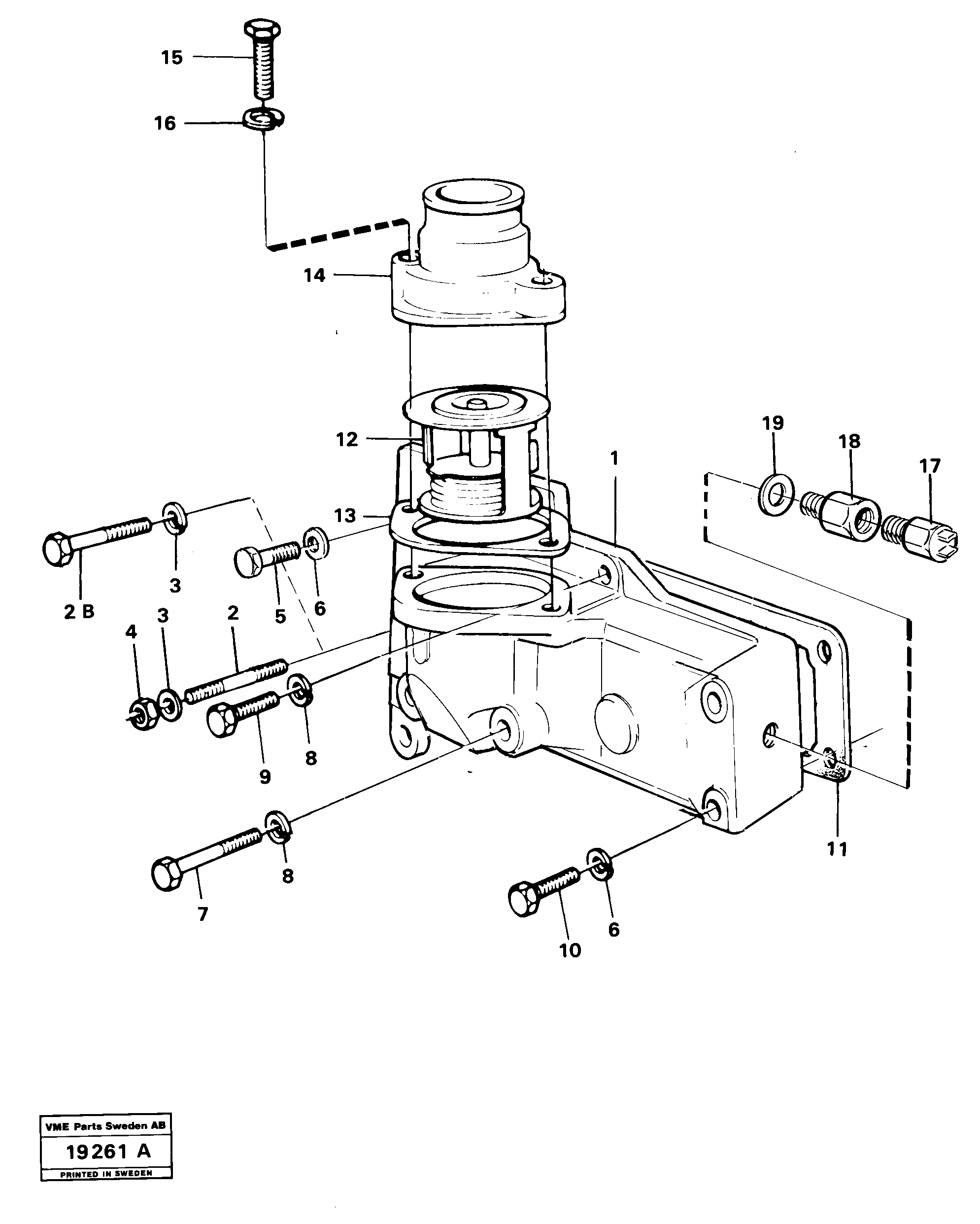 Схема запчастей Volvo L30 - 40729 Thermostat housing L30 L30