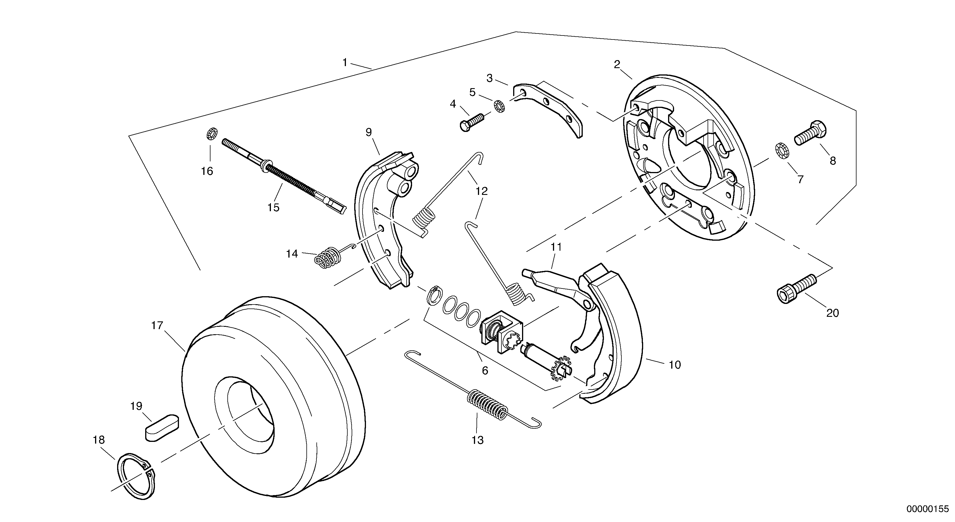 Схема запчастей Volvo L30 - 22537 Parking brake L30 TYPE 180, 181 SER NO - 2200