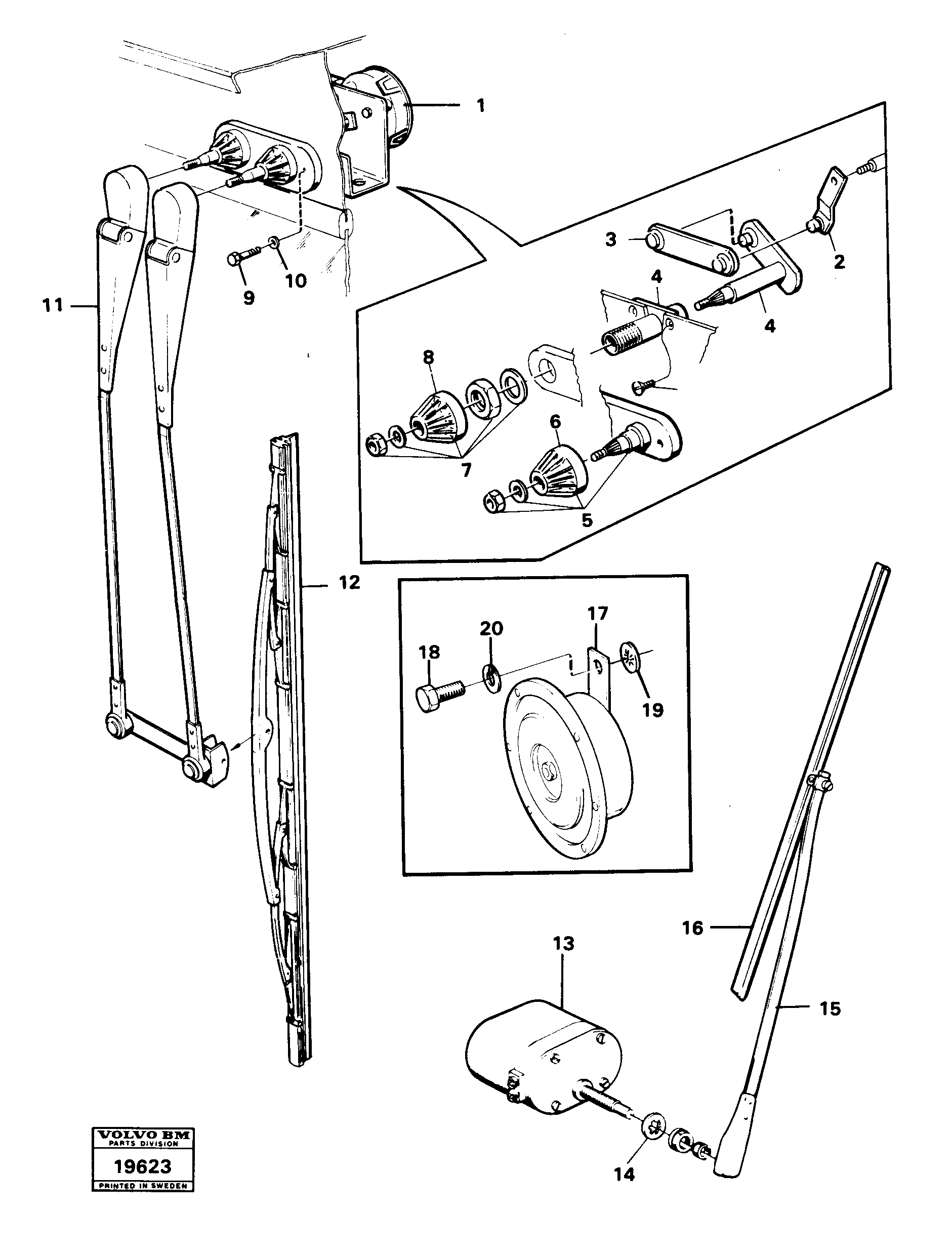 Схема запчастей Volvo L30 - 4381 Windscreen wiper horn L30 L30