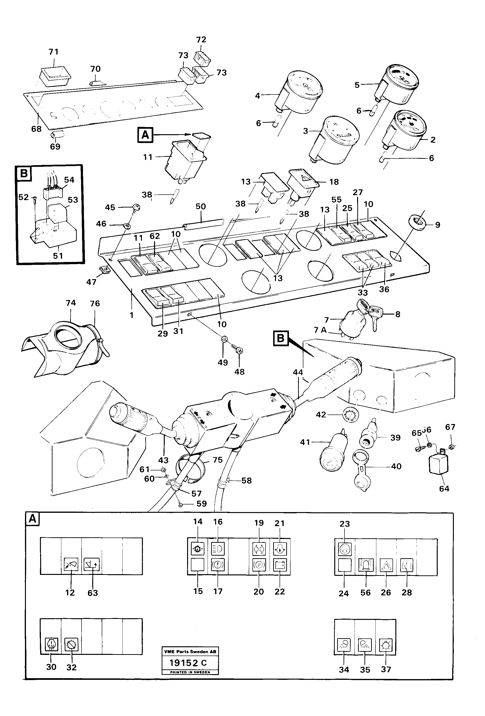 Схема запчастей Volvo L30 - 52264 Instruments panel L30 L30