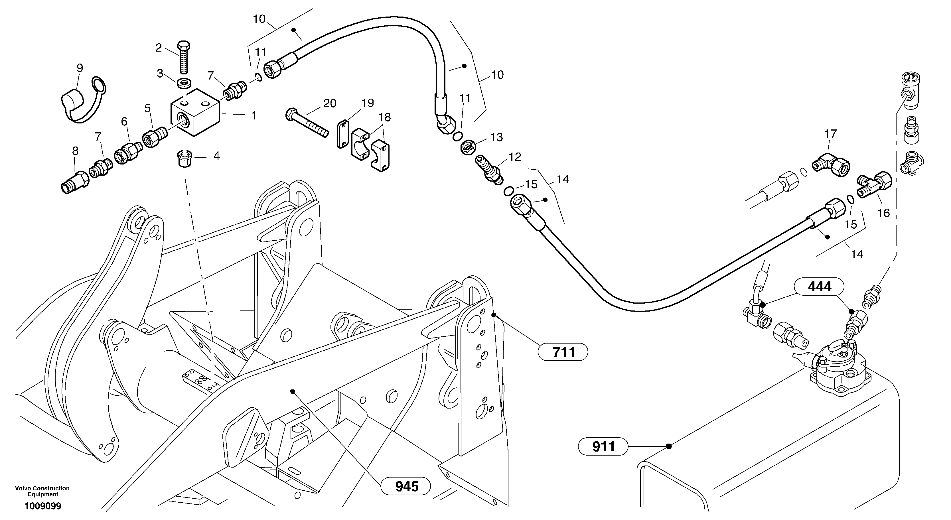 Схема запчастей Volvo L30B - 52675 Leakage line - Option L30B TYPE 182, 183, 185 SER NO 3000 -