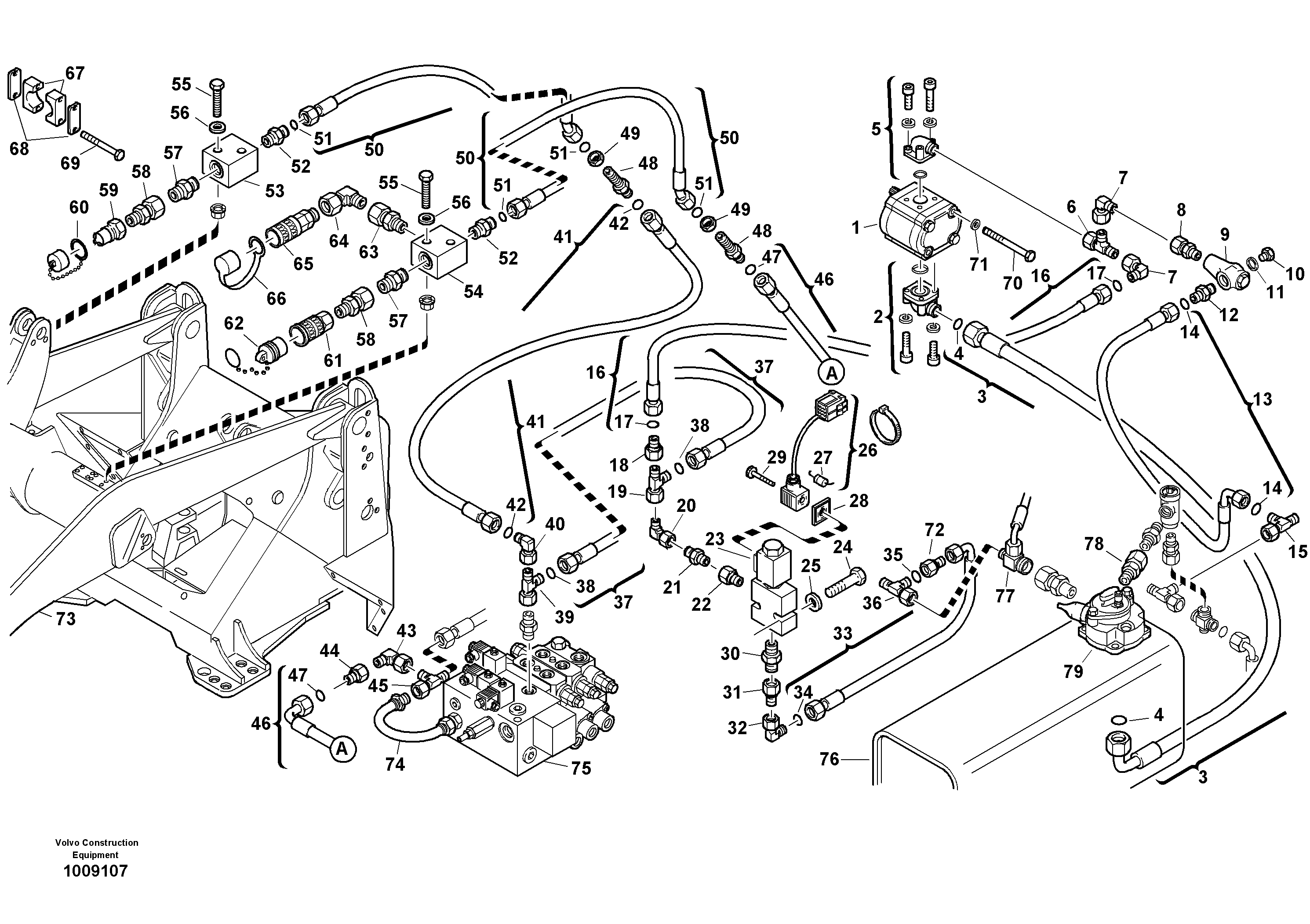 Схема запчастей Volvo L30B - 57322 Auxil. pump with lines L30B TYPE 182, 183, 185 SER NO 3000 -
