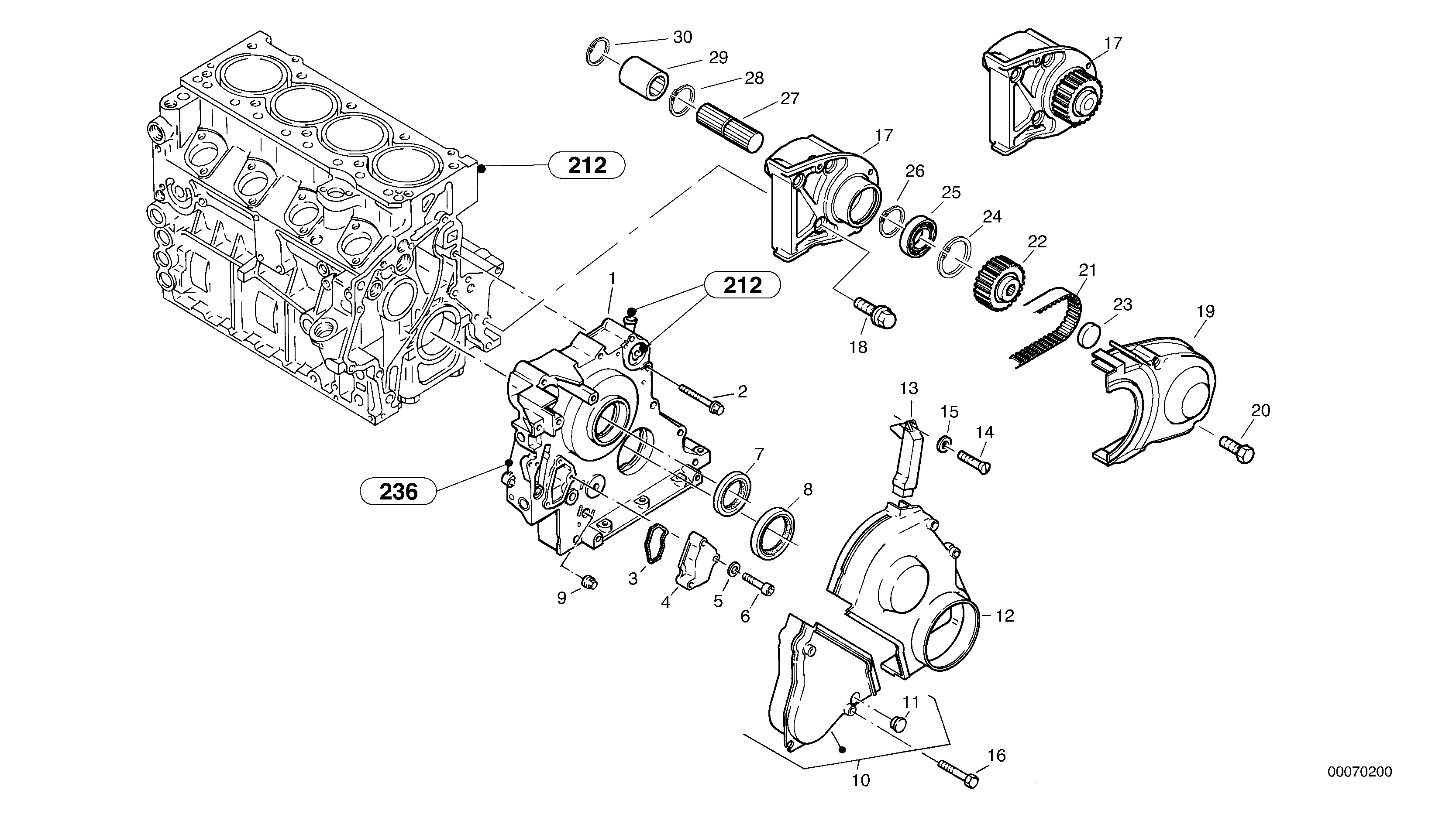 Схема запчастей Volvo L30B - 8955 Timing gear housing (front cover) L30B SER NO - 1803869 / 1812999 / 1822999