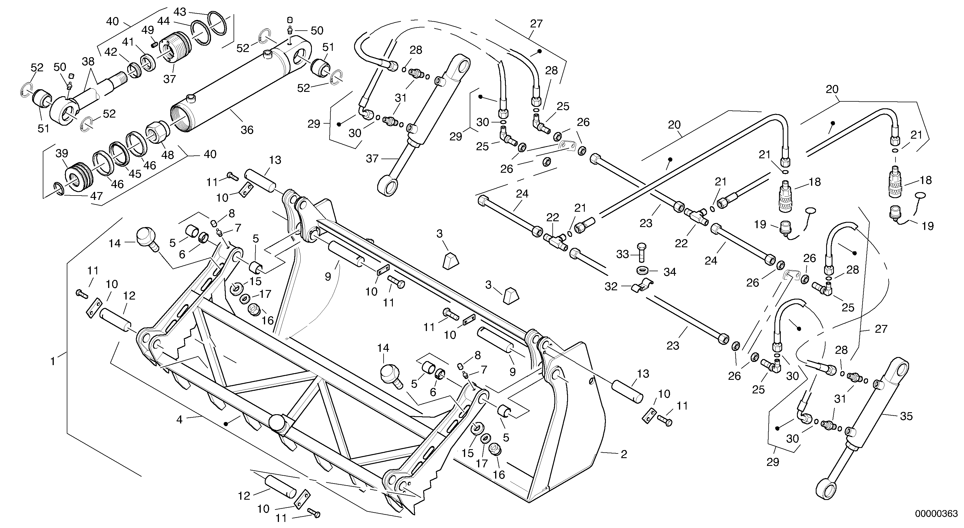 Схема запчастей Volvo L30B - 20734 Ковш грейферный L30B TYPE 182, 183, 185 SER NO 3000 -