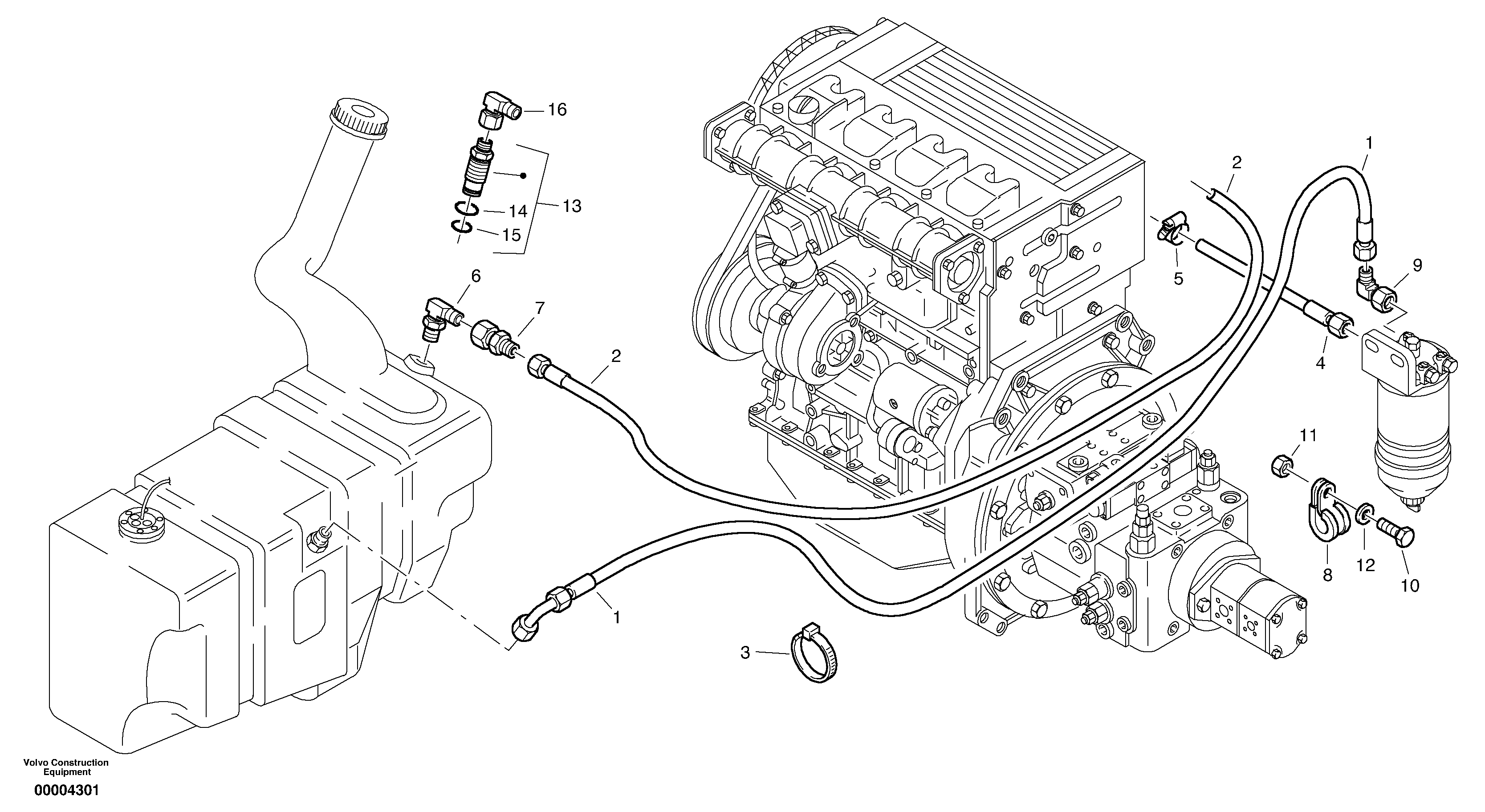 Схема запчастей Volvo L30B - 1985 Fuel pipes L30B SER NO - 1803869 / 1812999 / 1822999