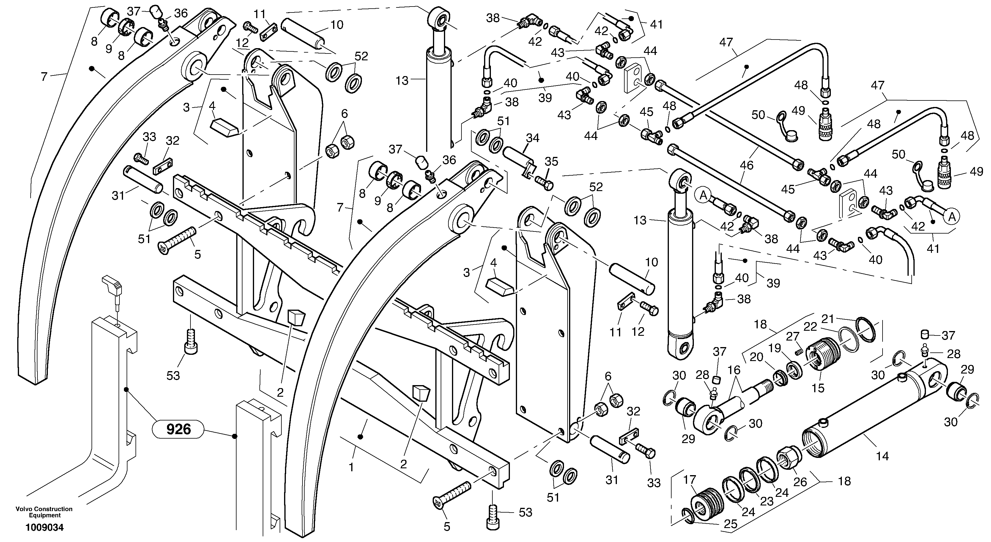 Схема запчастей Volvo L30B - 4116 Fork lift attachment support with grab L30B TYPE 182, 183, 185 SER NO 3000 -