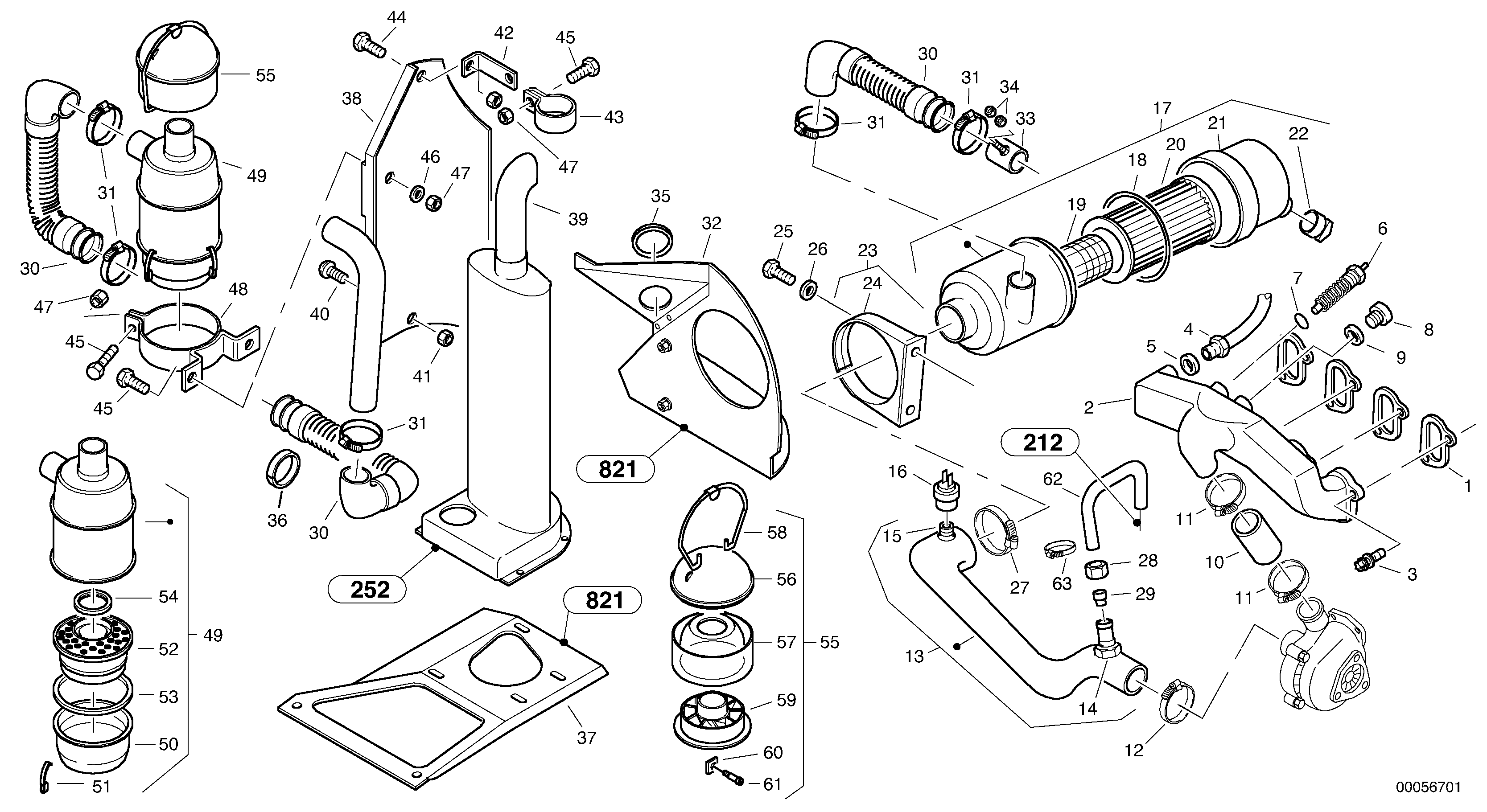 Схема запчастей Volvo L30B - 81752 Prefilter - Oil bath air filter L30B SER NO - 1803869 / 1812999 / 1822999