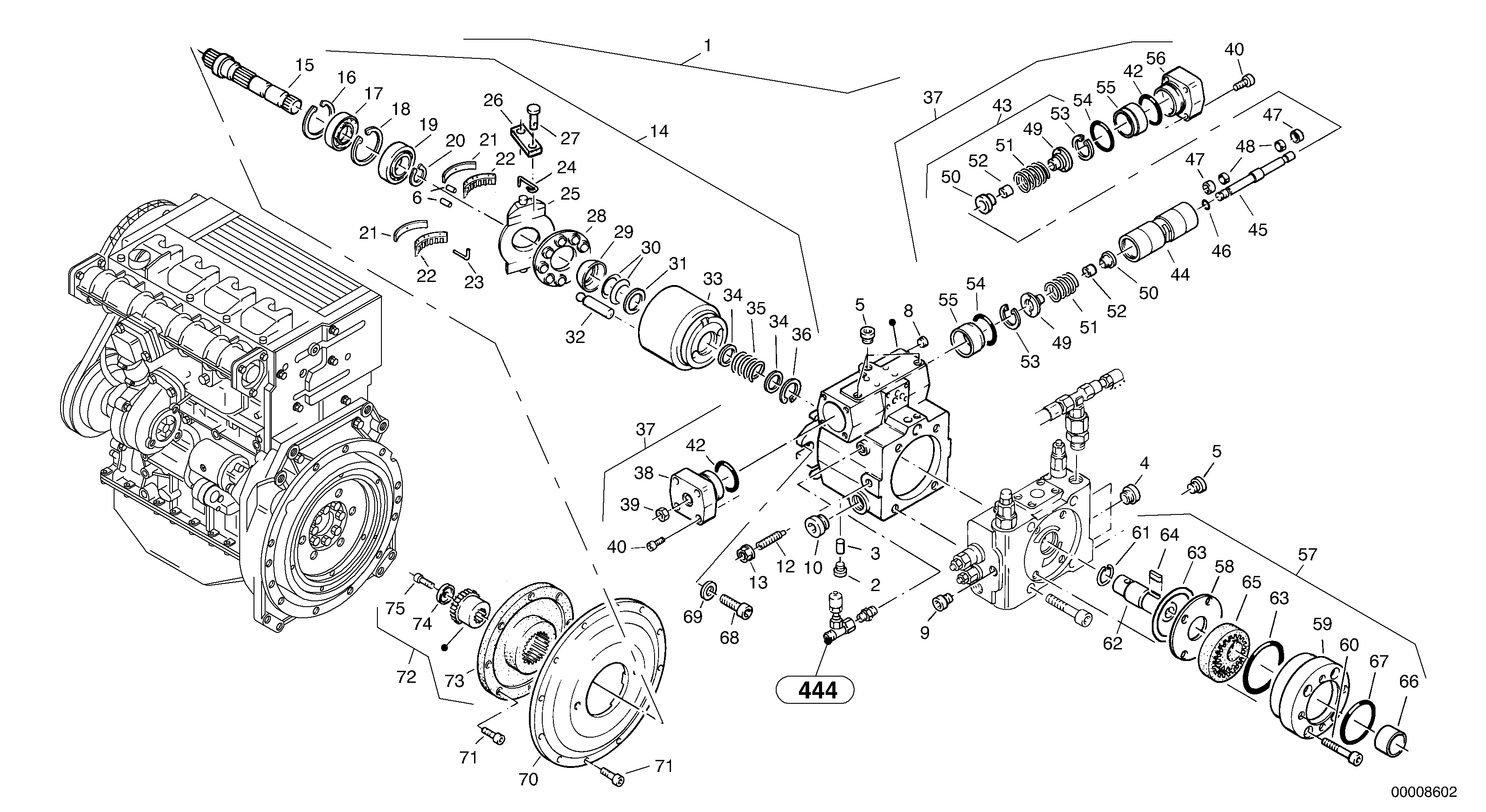 Схема запчастей Volvo L30B - 100167 Variable displacement pump L30B SER NO - 1803869 / 1812999 / 1822999