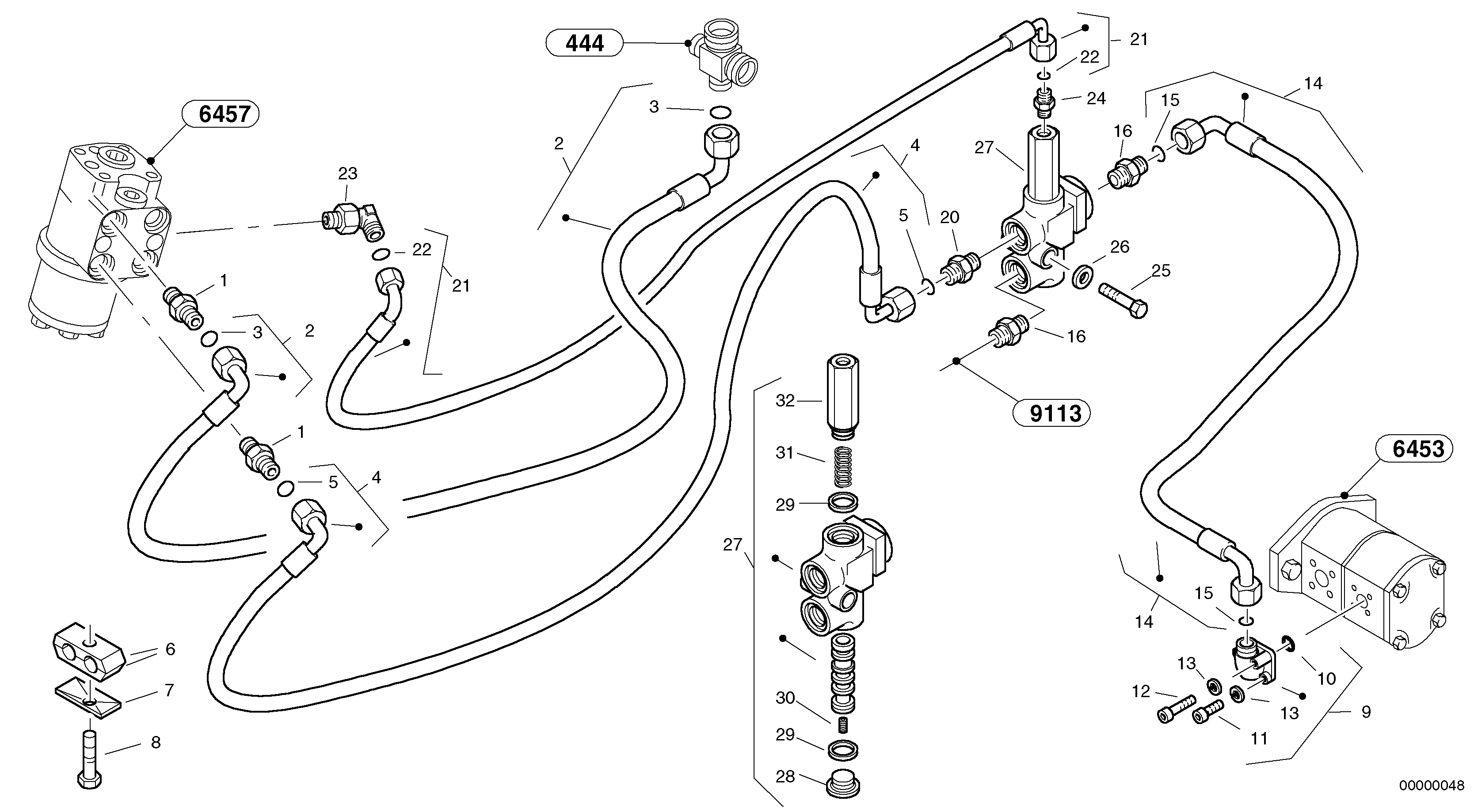 Схема запчастей Volvo L30B - 11563 Steering-hydraulic equipment - rear vehicle L30B SER NO - 1803869 / 1812999 / 1822999