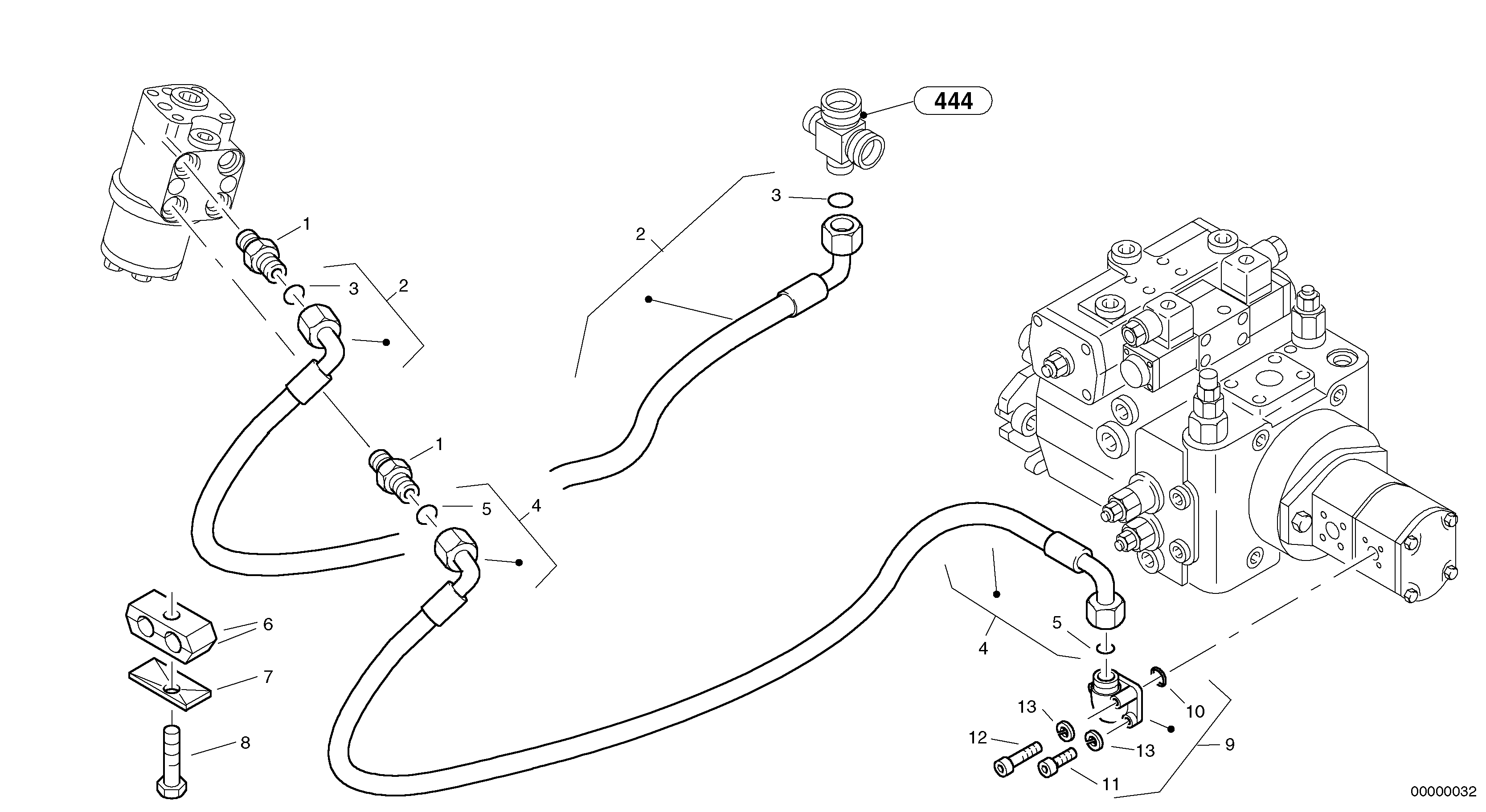 Схема запчастей Volvo L30B - 7051 Steering-hydraulic equipment - rear vehicle L30B SER NO - 1803869 / 1812999 / 1822999