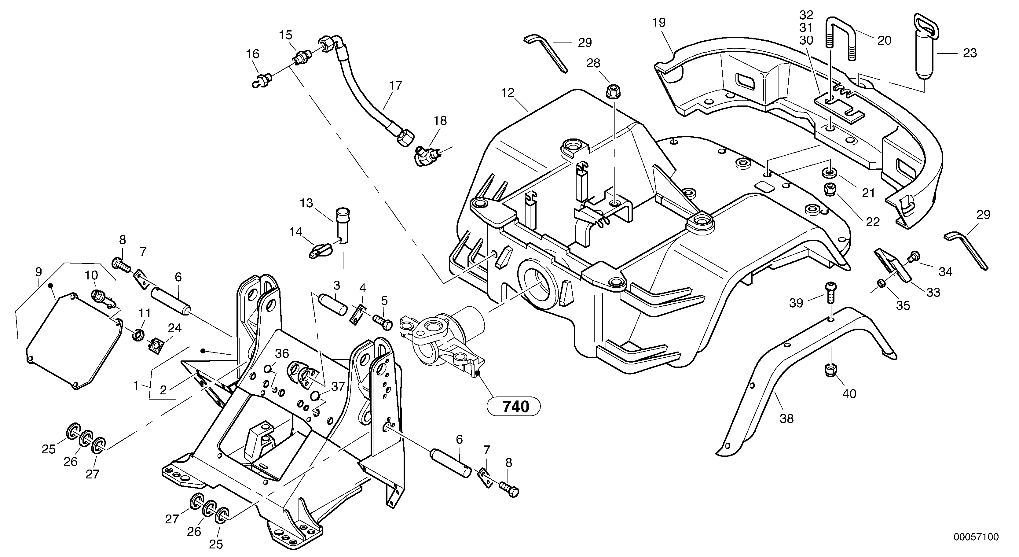 Схема запчастей Volvo L30B - 39742 Frame L30B SER NO - 1803869 / 1812999 / 1822999