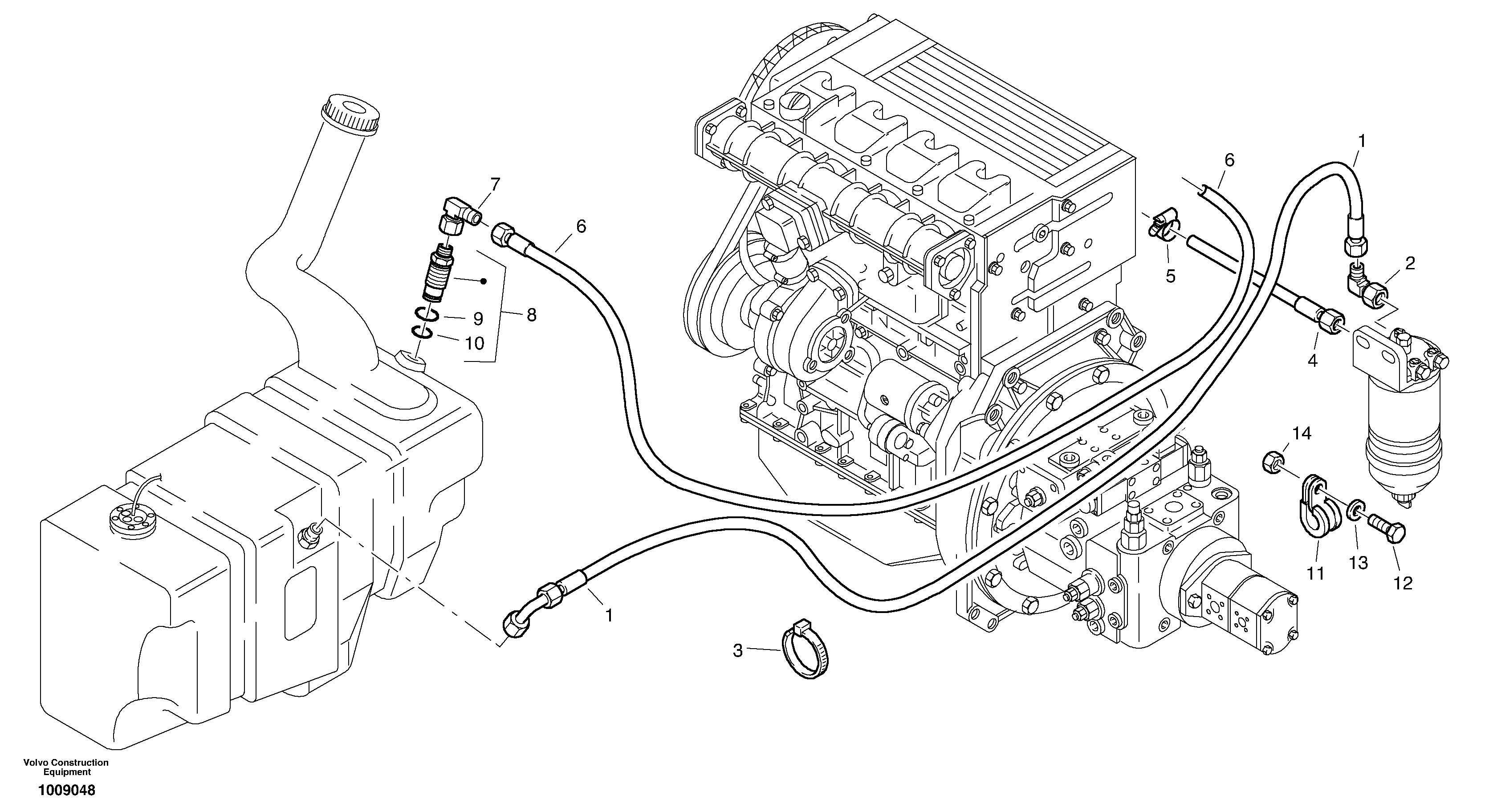 Схема запчастей Volvo L30B - 10001 Fuel pipes L30B TYPE 182, 183, 185 SER NO 3000 -