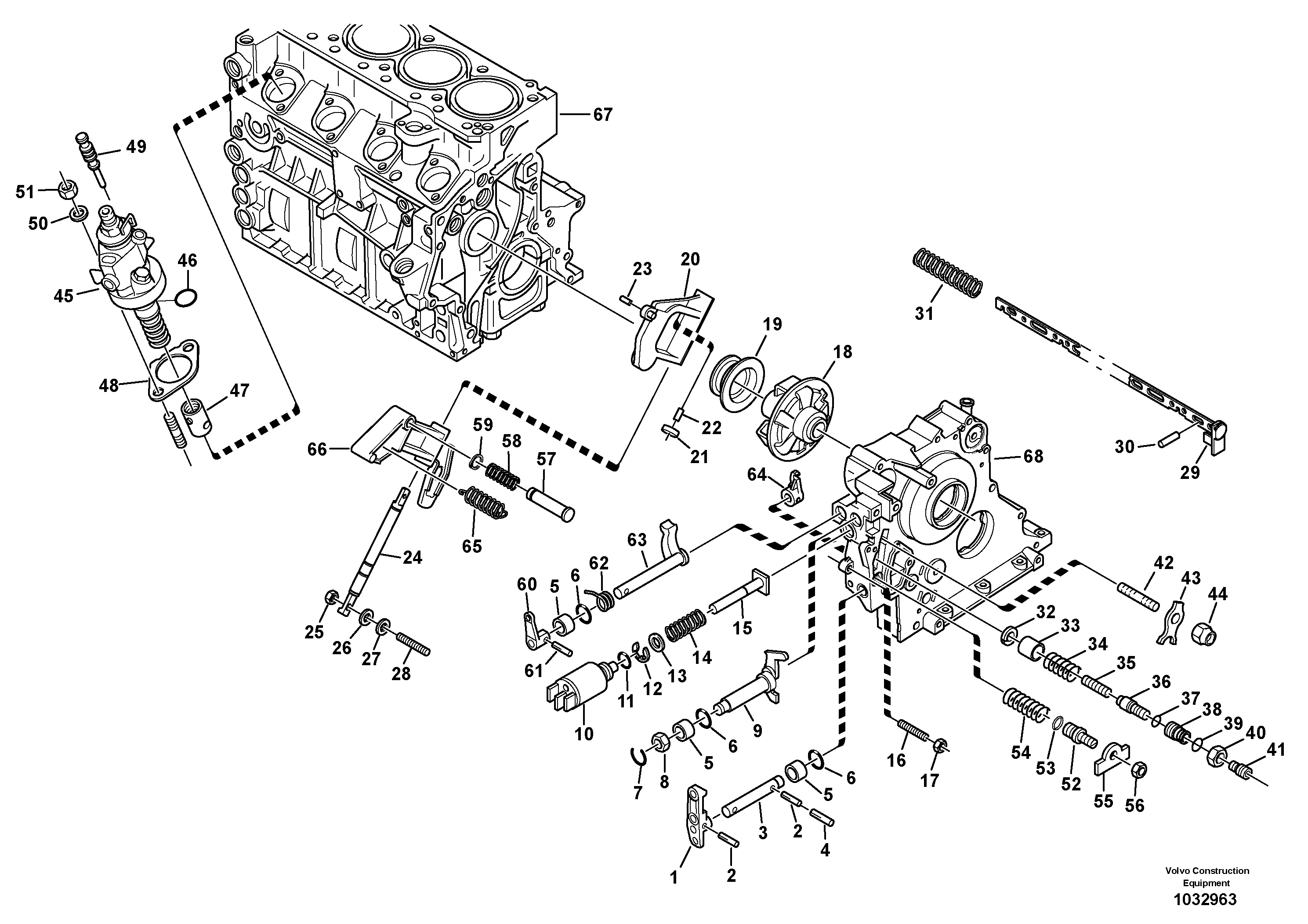Схема запчастей Volvo L30B - 96819 Speed adjustment - Fuel injection pump L30B TYPE 182, 183, 185 SER NO 3000 -