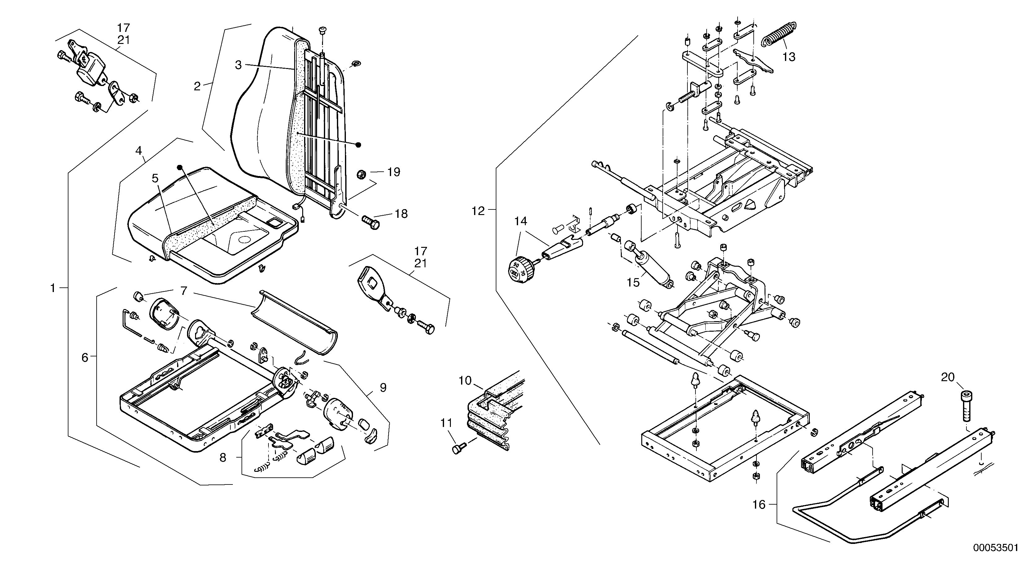 Схема запчастей Volvo L30B - 18923 Drivers seat L30B SER NO - 1803869 / 1812999 / 1822999