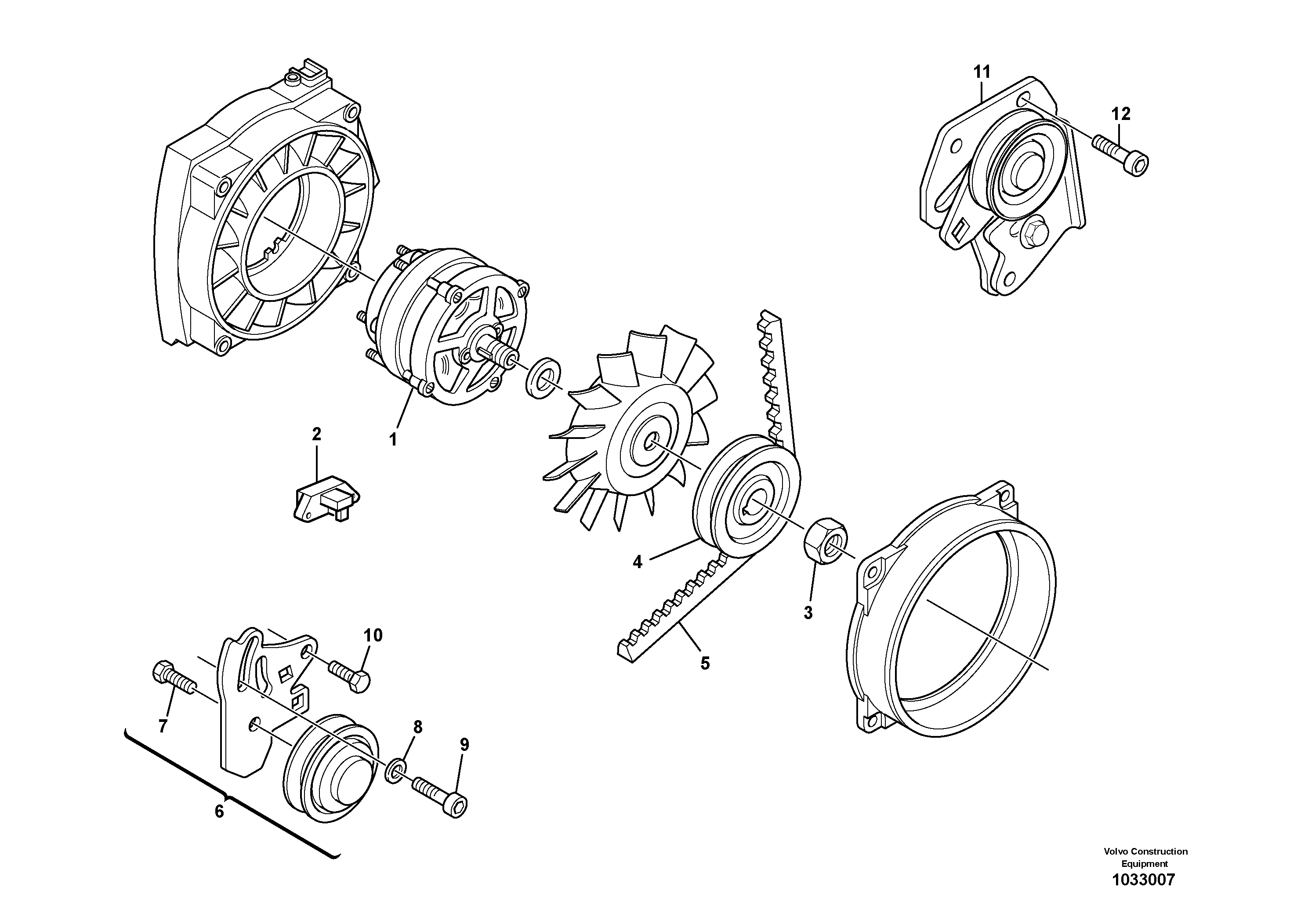 Схема запчастей Volvo L30B - 76016 Alternator L30B TYPE 182, 183, 185 SER NO 3000 -