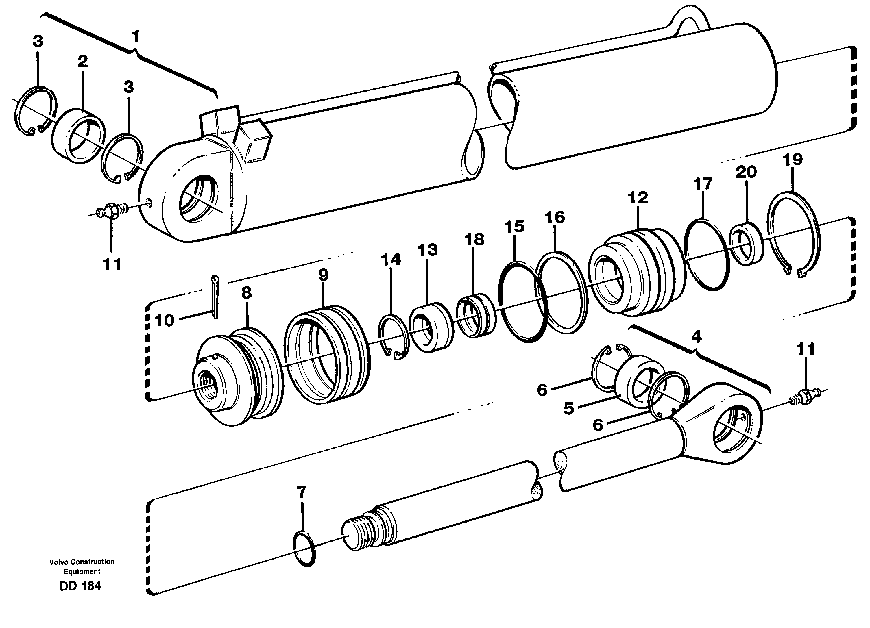 Схема запчастей Volvo L30B - 39754 Гидроцилиндр ATTACHMENTS ATTACHMENTS BUCKETS