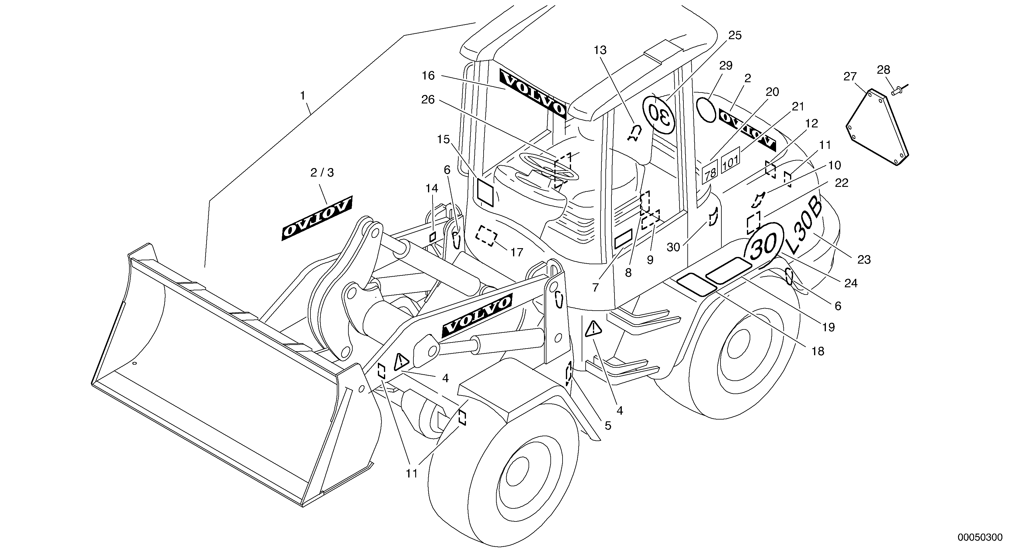 Схема запчастей Volvo L30B - 36124 Plates L30B SER NO - 1803869 / 1812999 / 1822999