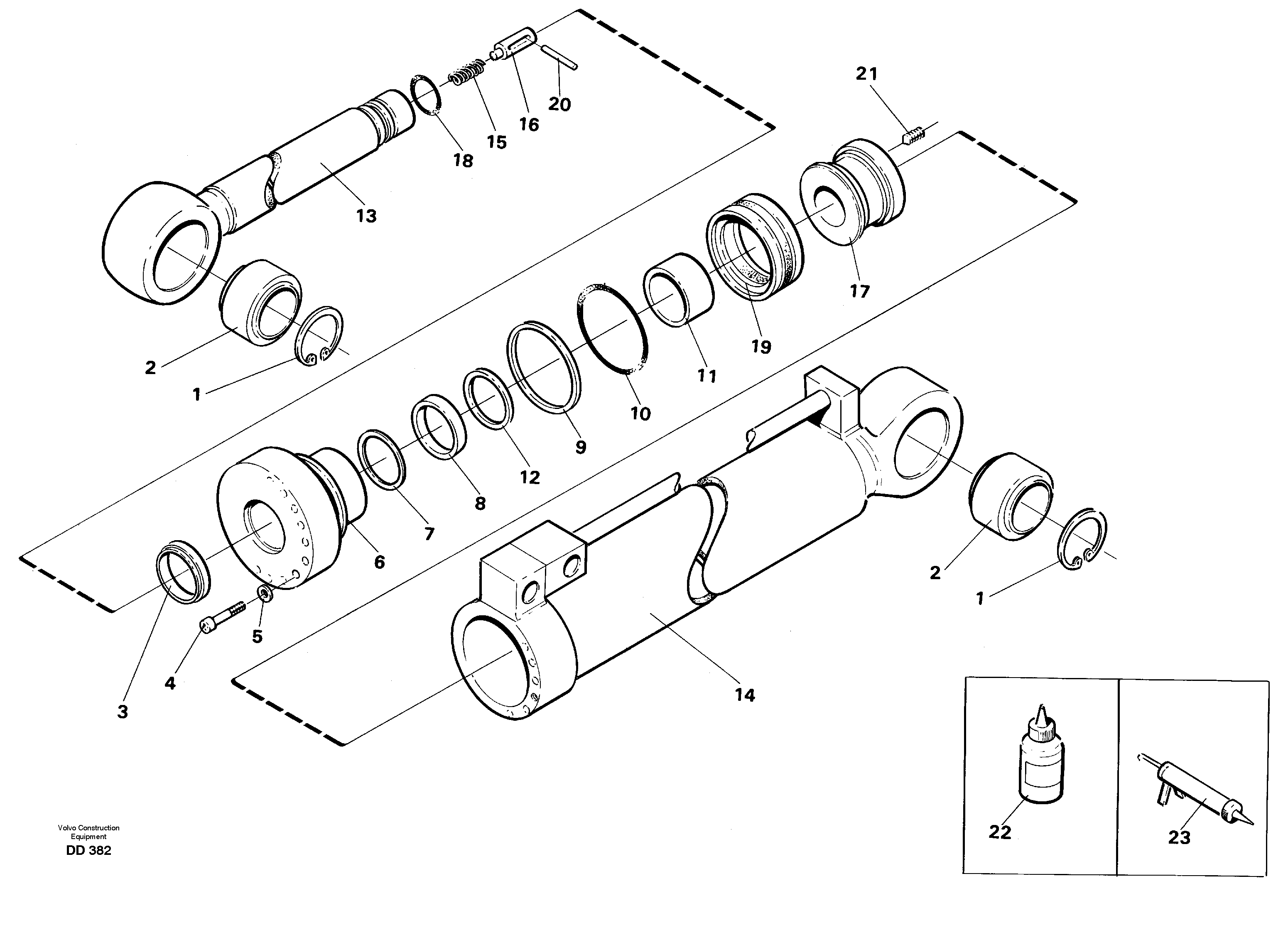Схема запчастей Volvo L30B - 39775 Visor cylinder, front loading equ ATTACHMENTS ATTACHMENTS BUCKETS