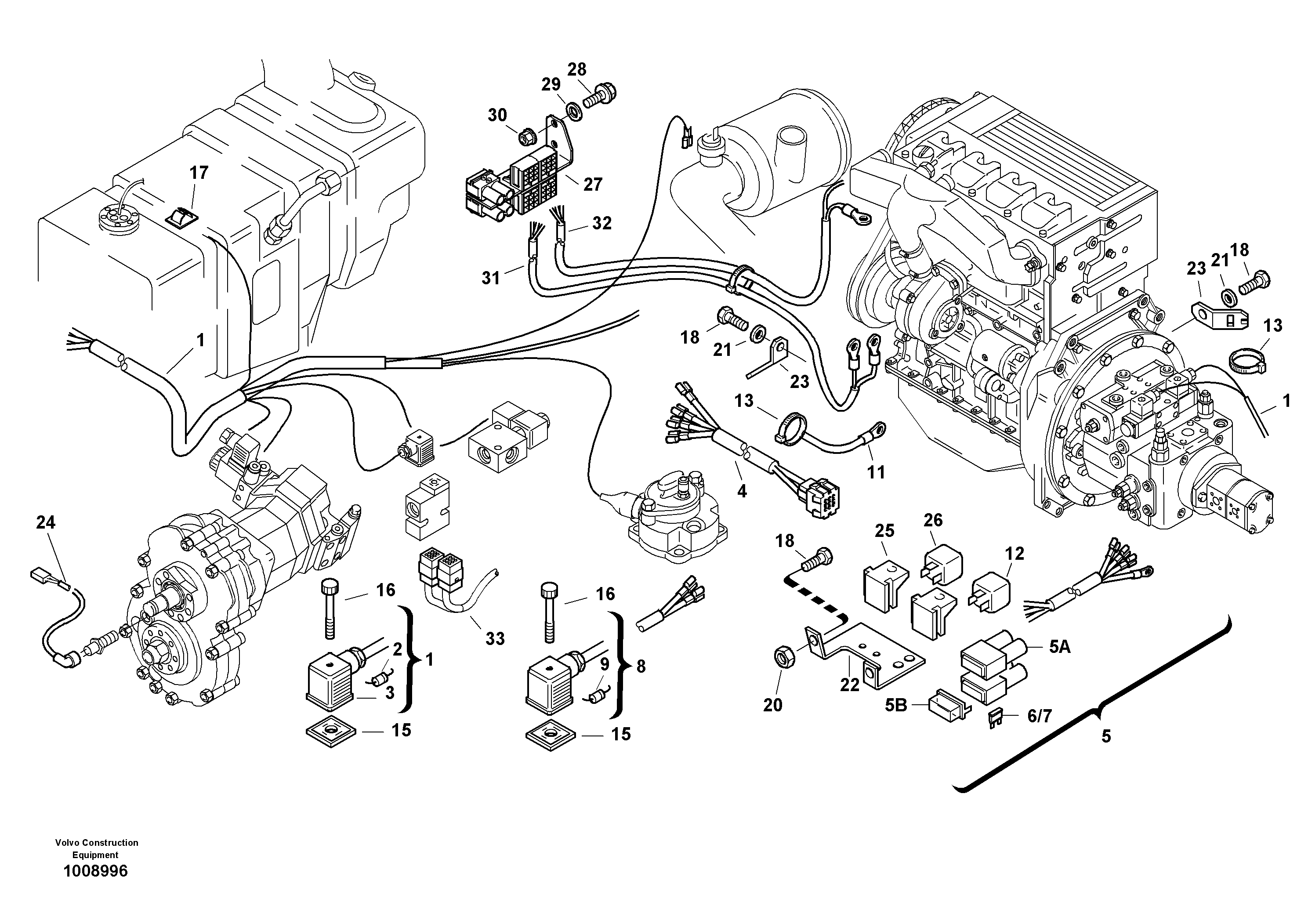 Схема запчастей Volvo L30B - 13936 Electric installation L30B TYPE 182, 183, 185 SER NO 3000 -