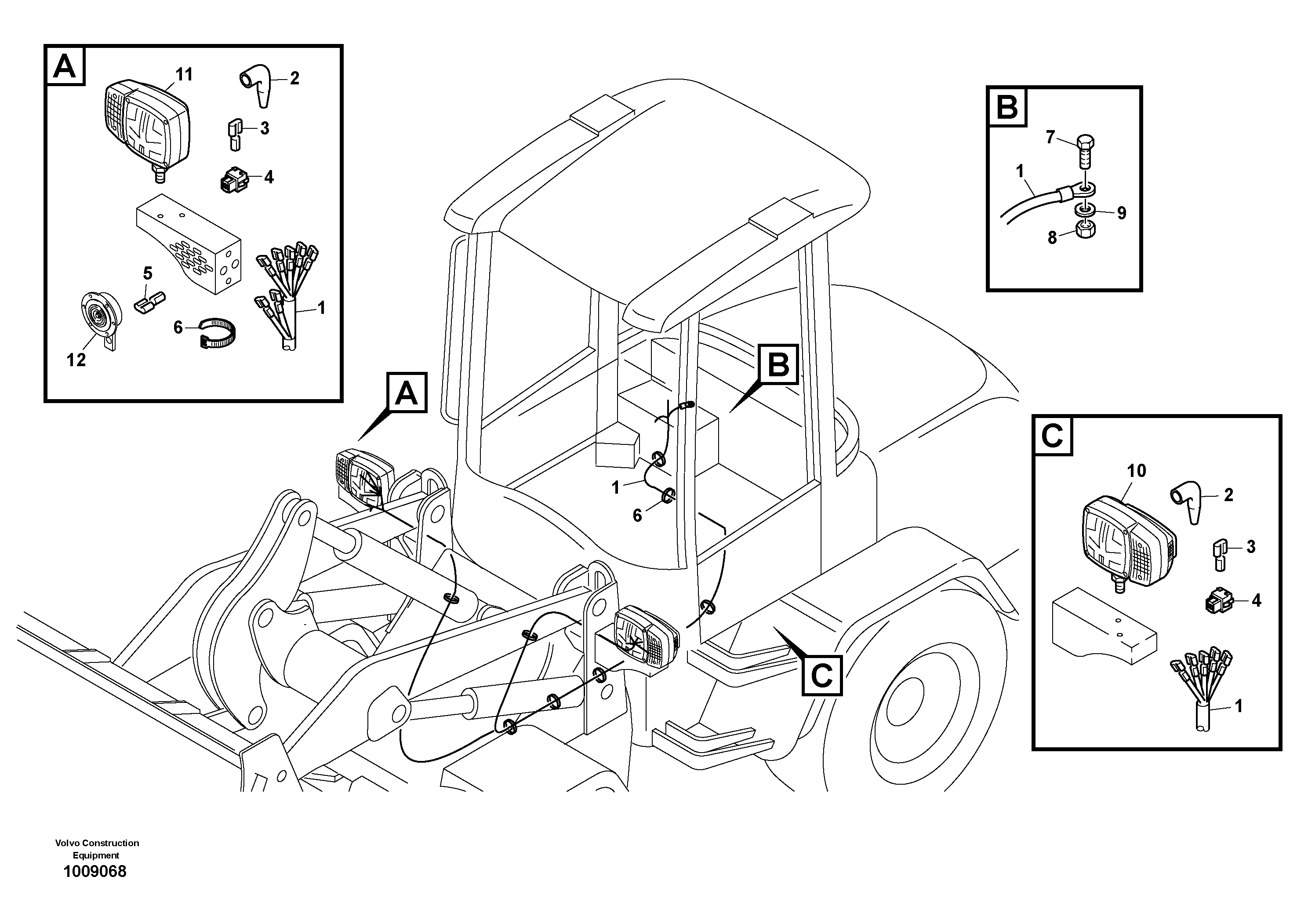 Схема запчастей Volvo L30B - 13939 Cable tree, front L30B TYPE 182, 183, 185 SER NO 3000 -