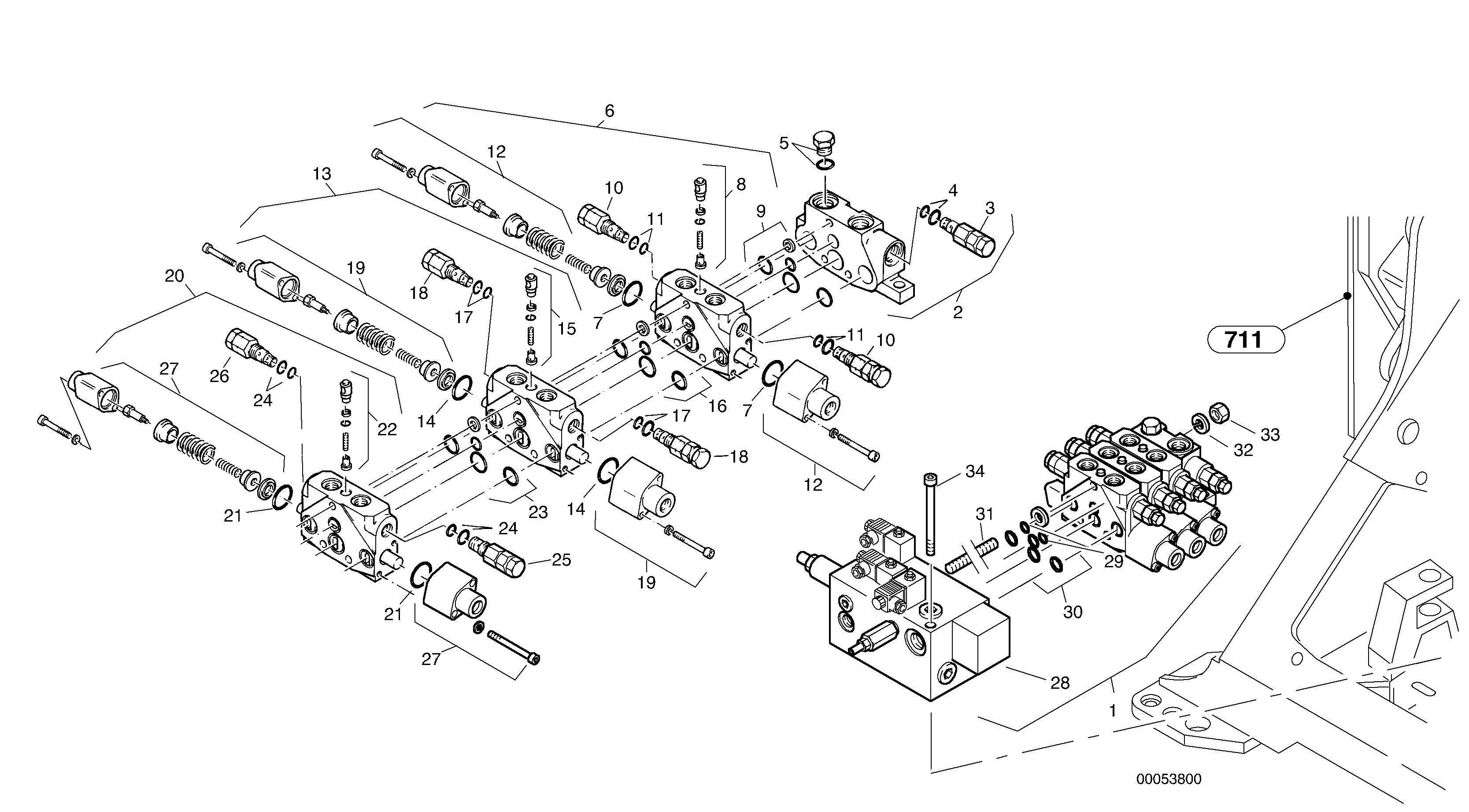 Схема запчастей Volvo L30B - 91908 Control valve - Boom suspension system (BSS) L30B SER NO - 1803869 / 1812999 / 1822999