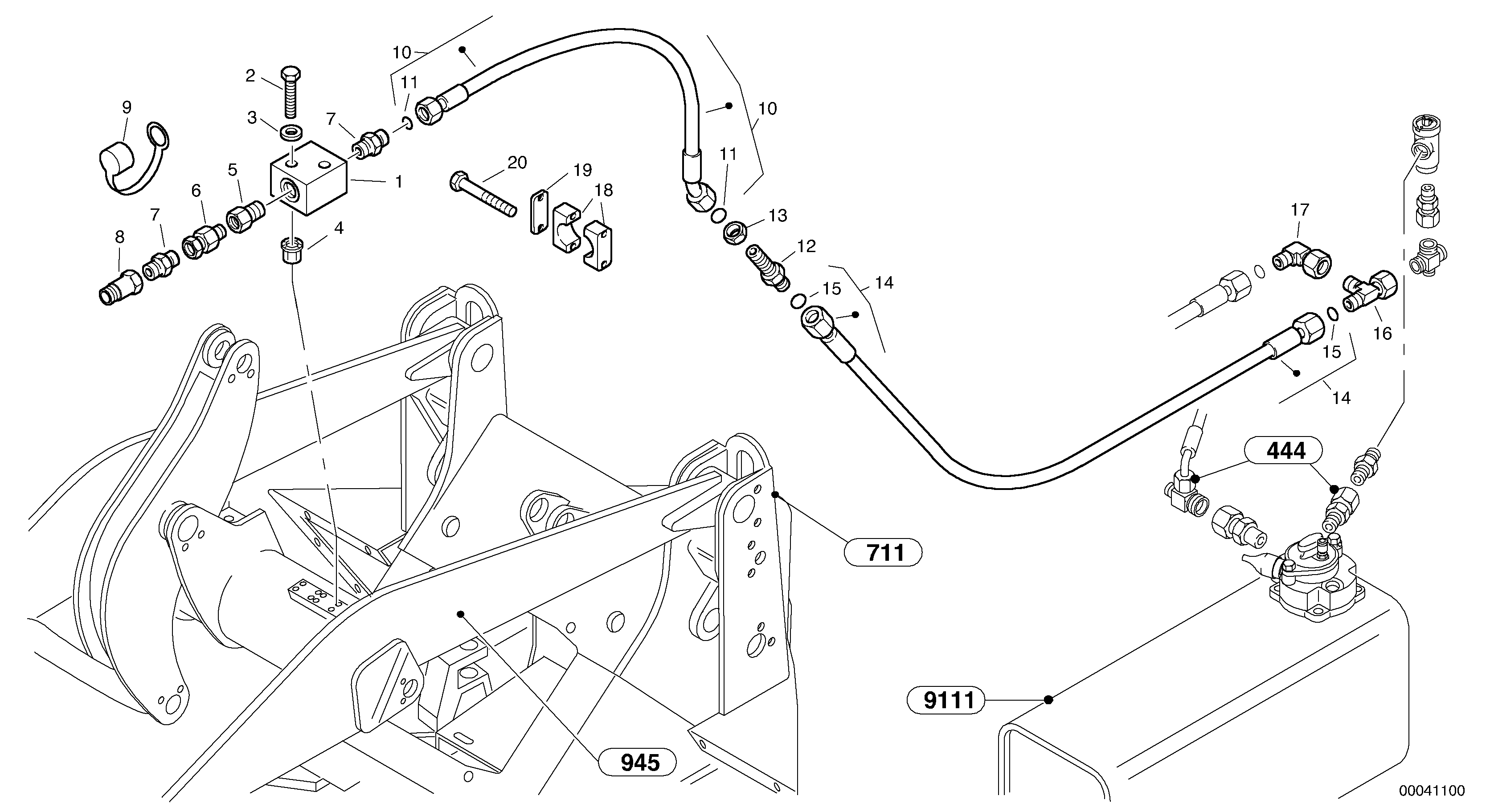 Схема запчастей Volvo L30B - 55895 Leakage line - Option L30B SER NO - 1803869 / 1812999 / 1822999