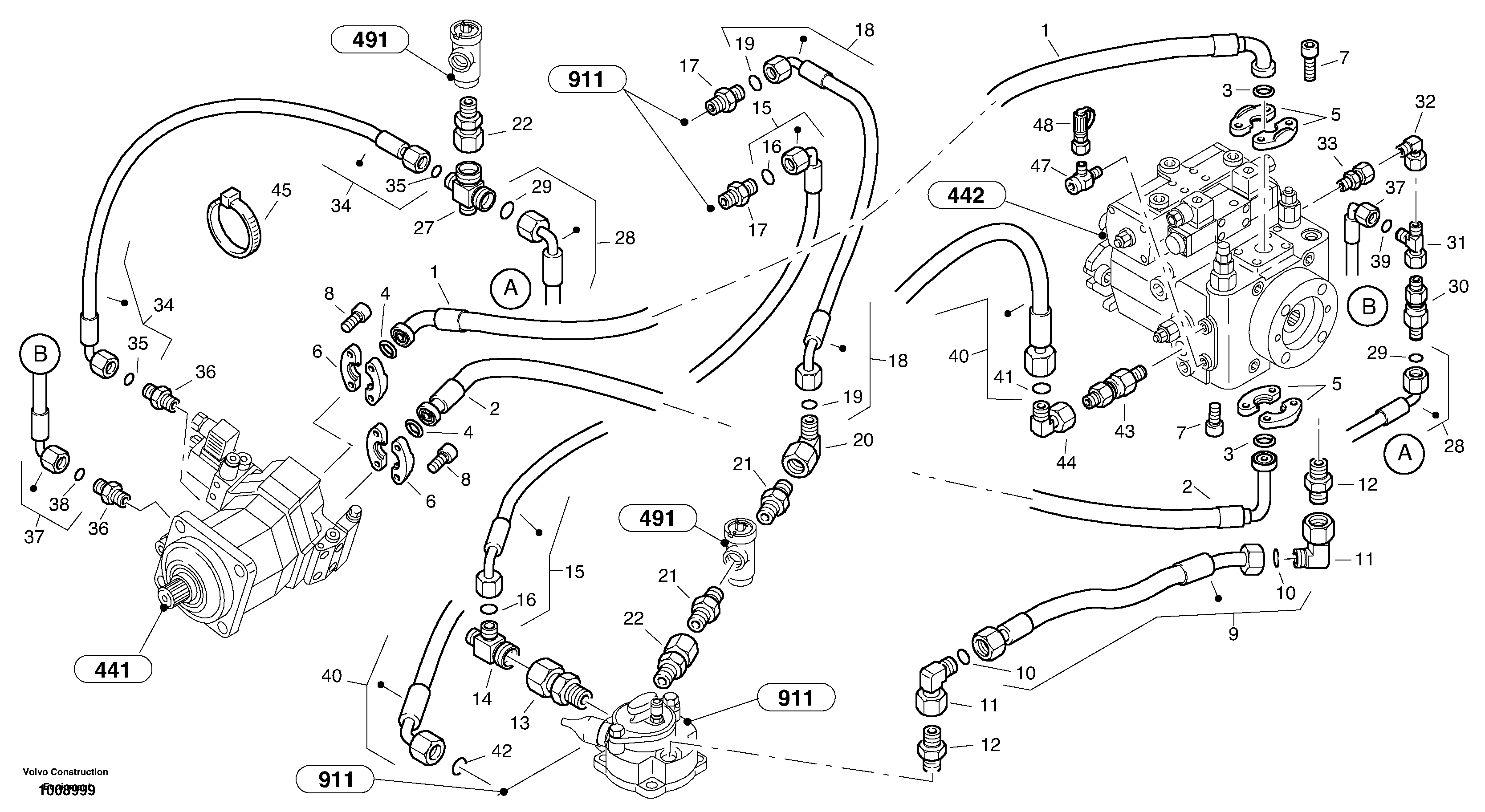 Схема запчастей Volvo L30B - 7814 Lines - hydrostatic drive L30B TYPE 182, 183, 185 SER NO 3000 -