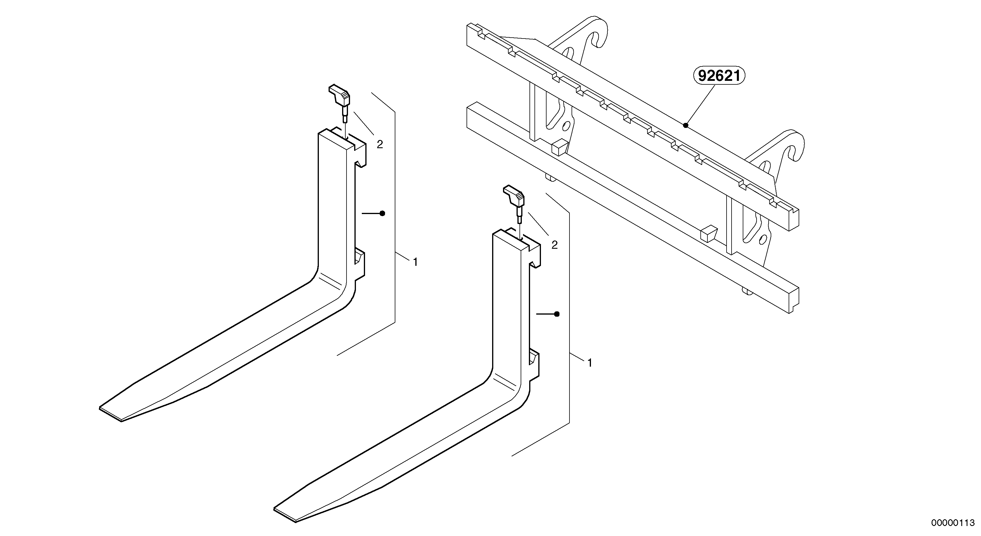 Схема запчастей Volvo L30B - 8579 Fork tines L30B SER NO - 1803869 / 1812999 / 1822999