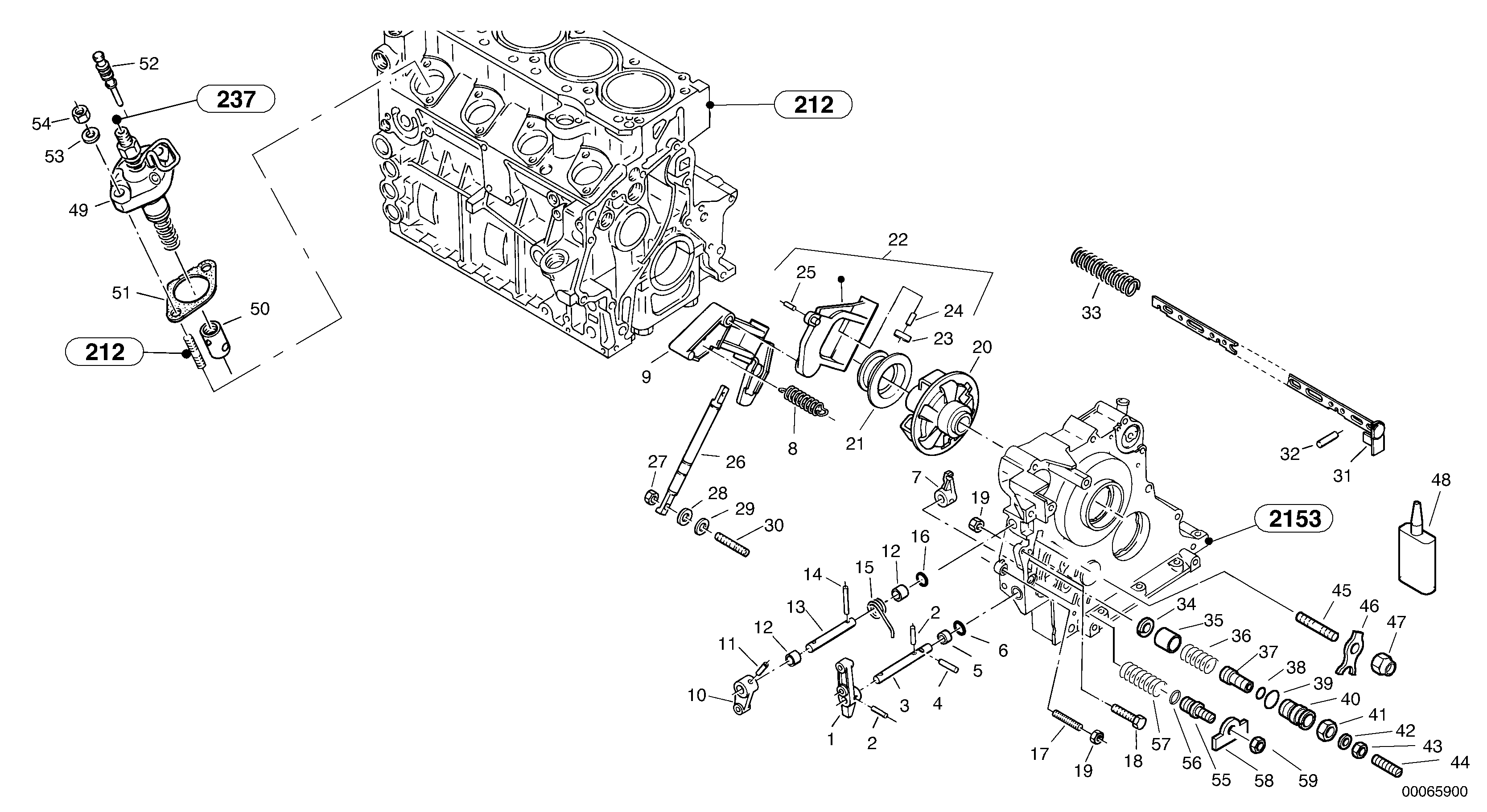 Схема запчастей Volvo L30B - 105319 Speed adjustment - Fuel injection pump L30B TYPE 183, 185 SER NO - 2999